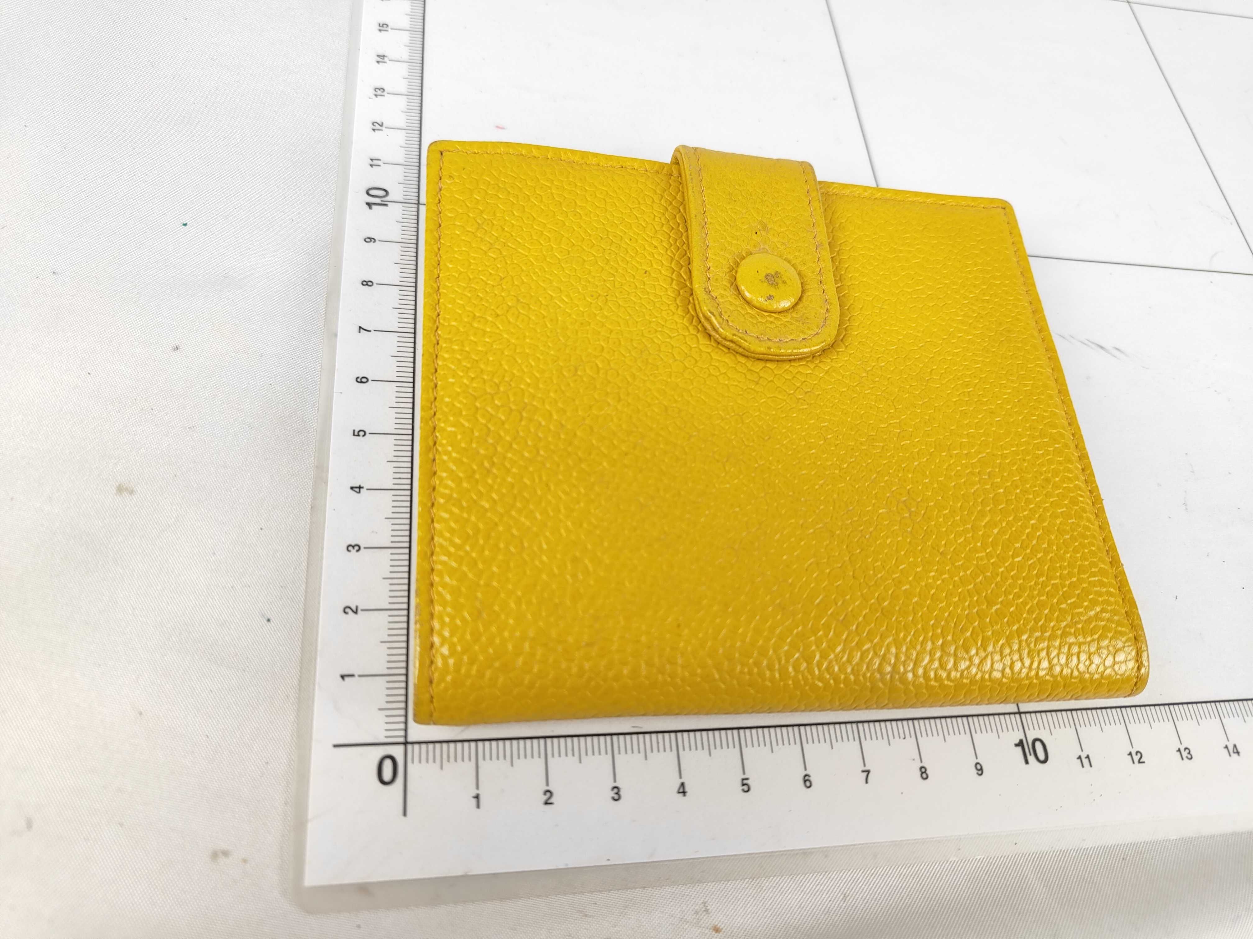 Caviar Skin Large Coco Double Snap Bi-fold Wallet Yellow — view 2