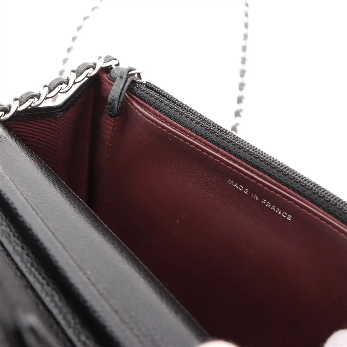 Matelasse caviar skin chain wallet black silver hardware 22112547 22nd series AP0250 — view 13