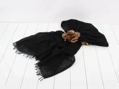 scarf, stole, mink fur, cashmere, silk