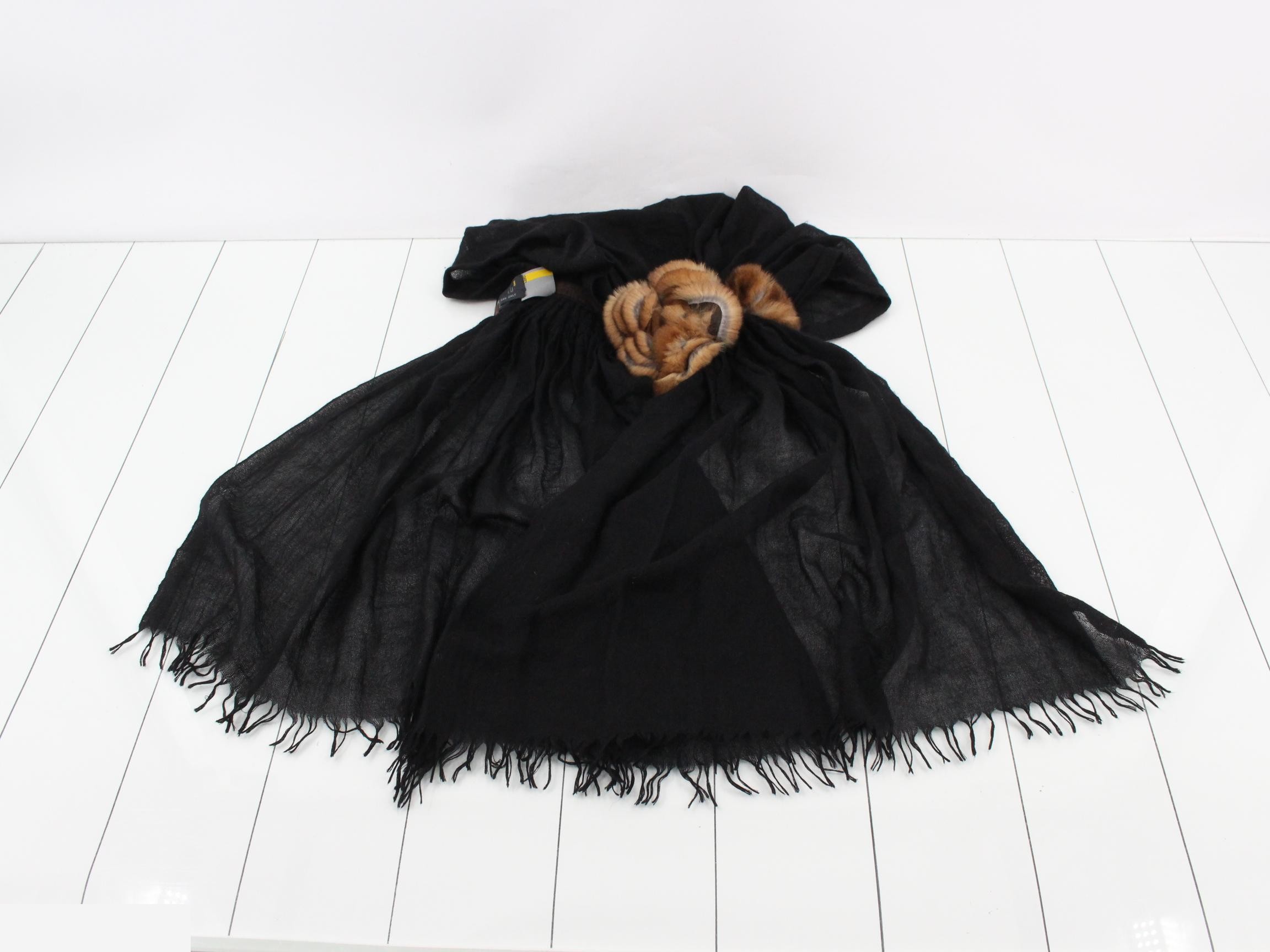 scarf, stole, mink fur, cashmere, silk — view 3