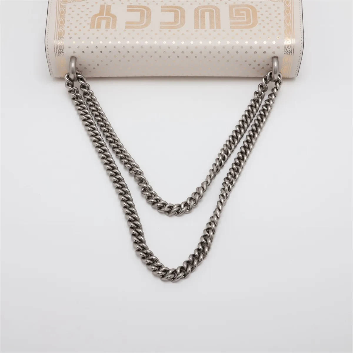 Dionysus Leather Chain Shoulder Bag, White, 400235 — view 5
