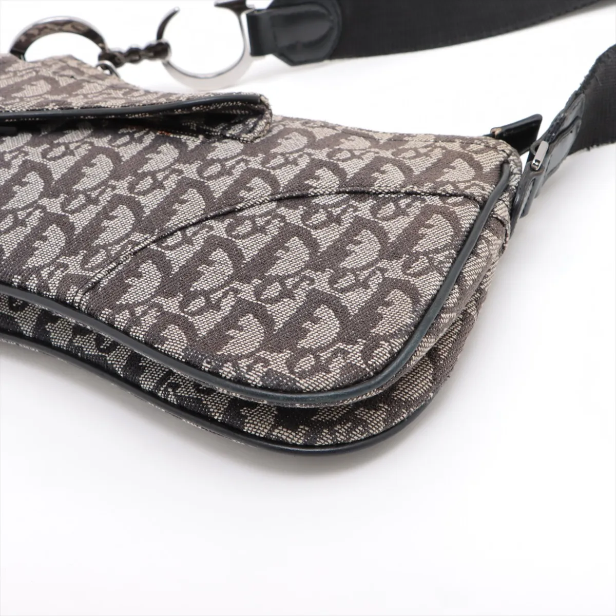 Trotter Saddle Canvas x Leather Shoulder Bag Black — view 3