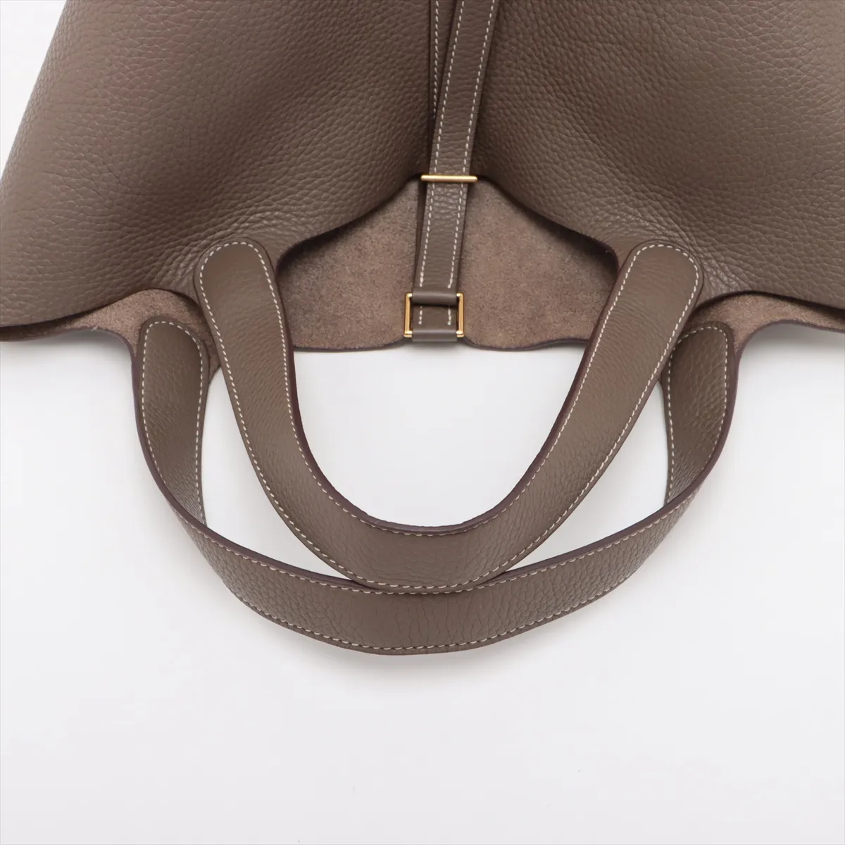 Picotin Lock 22 MM, Taurillon Clemence leather, Etoupe color, gold hardware, C: 2018 — view 5