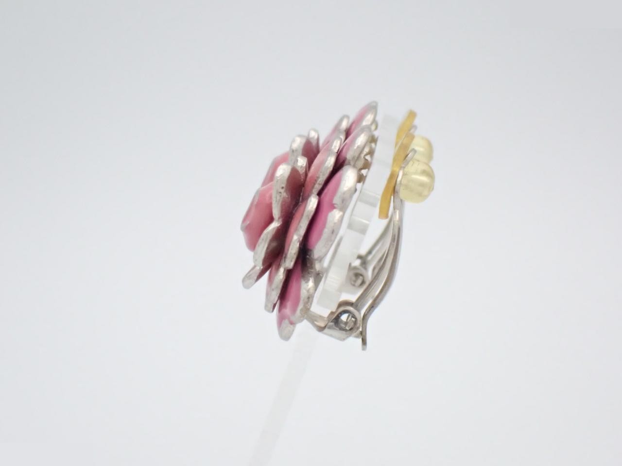 Camellia Coco Mark Pink x Silver Earrings — view 3