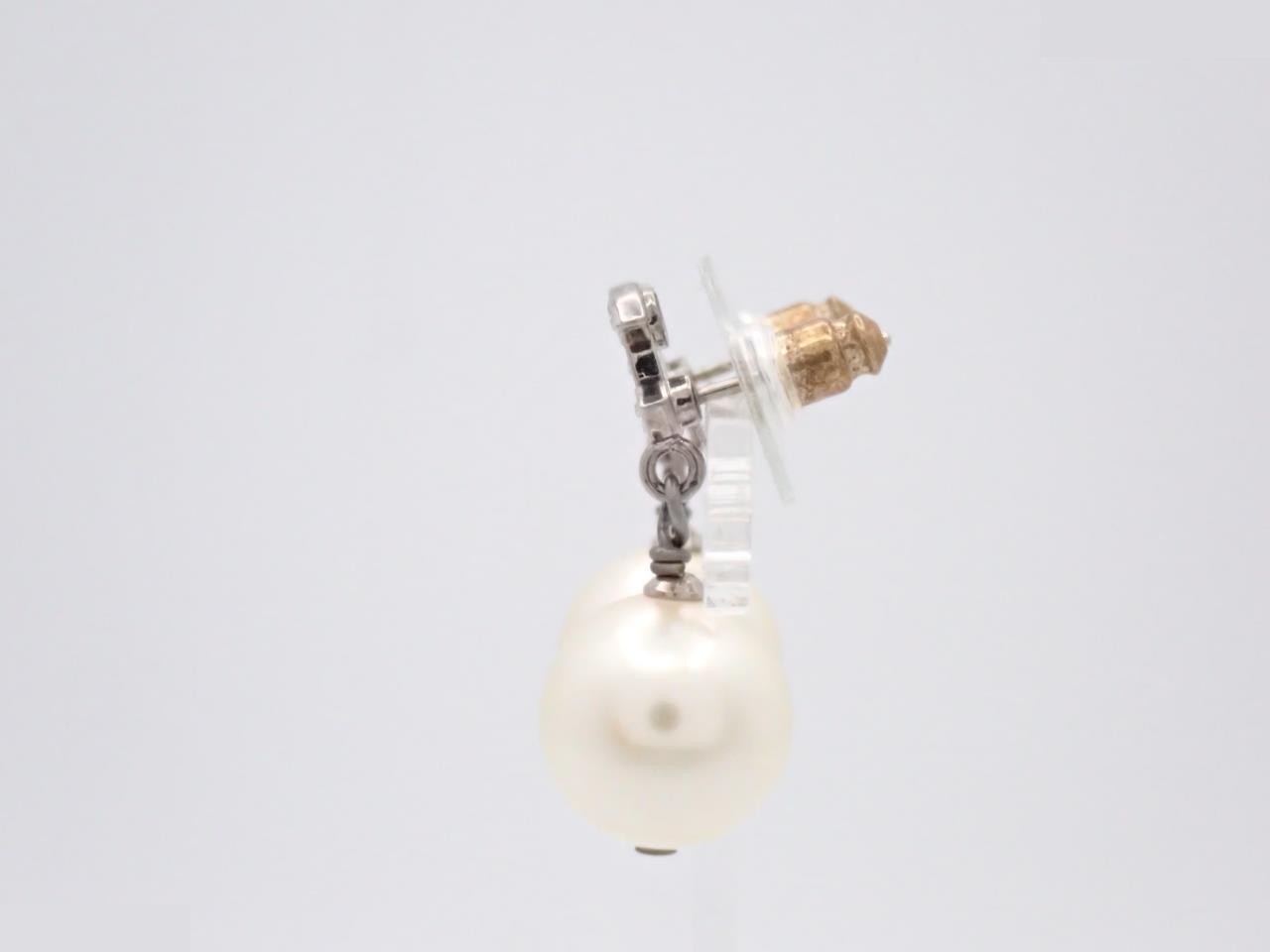 Coco mark rhinestone & pearl earrings A23V — view 3