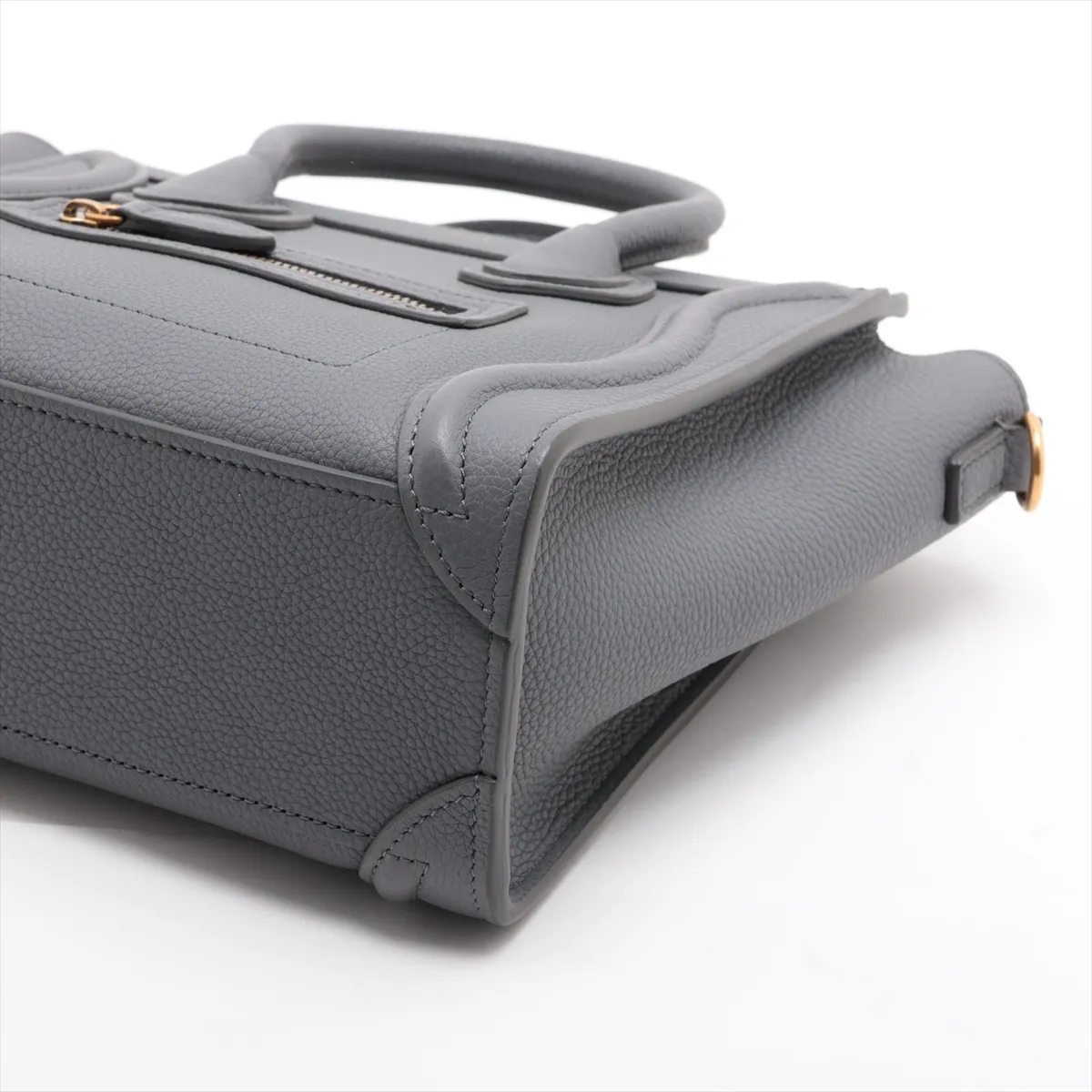 Luggage Nano Shopper Leather 2-Way Handbag, Gray — view 3
