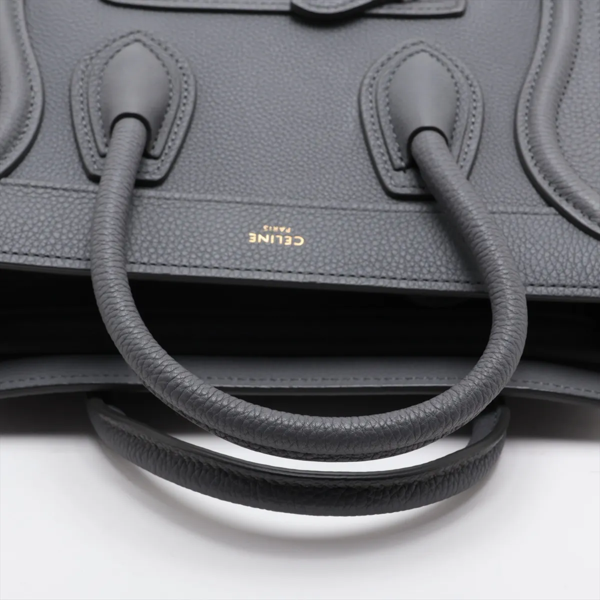Luggage Nano Shopper Leather 2-Way Handbag, Gray — view 5