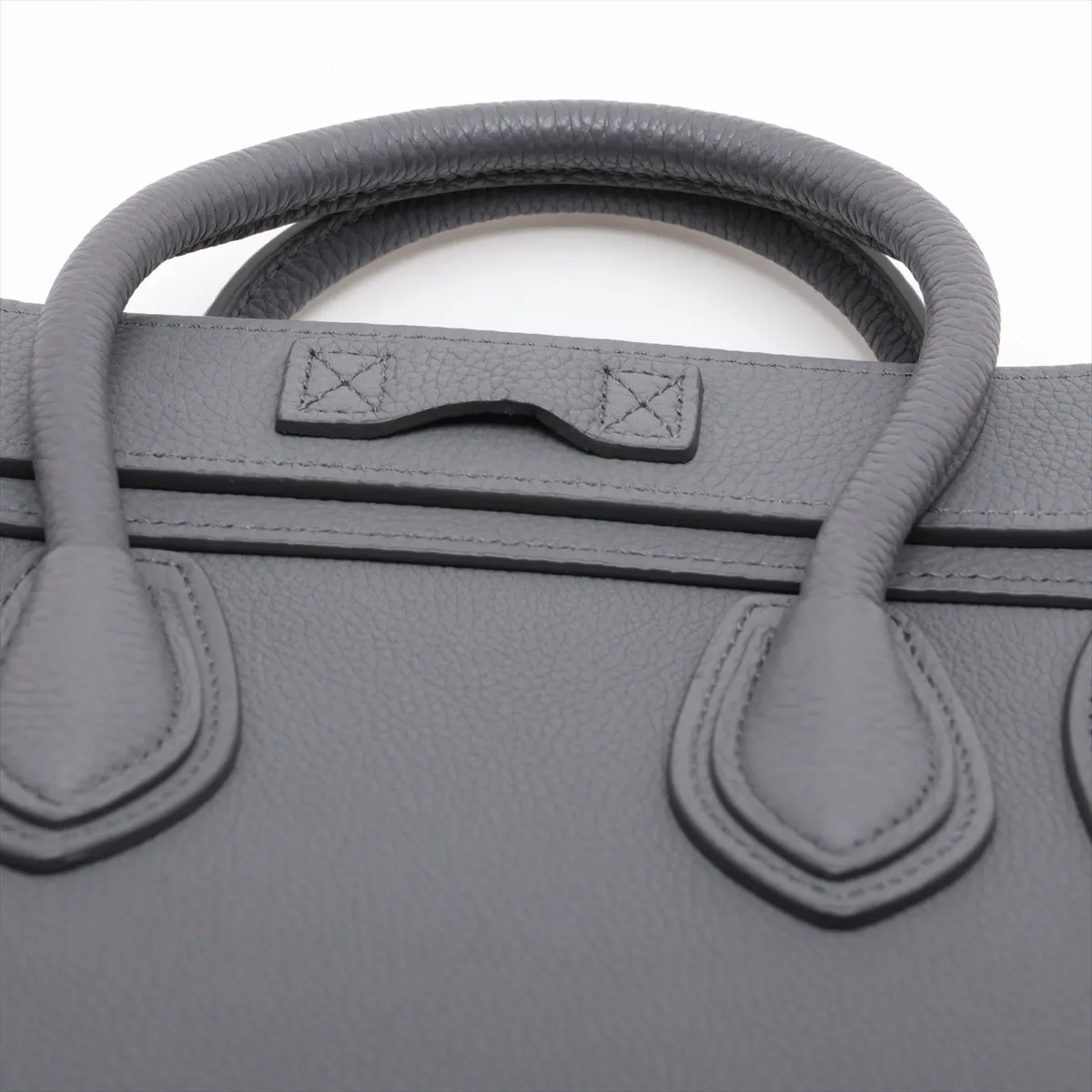 Luggage Nano Shopper Leather 2-Way Handbag, Gray — view 6