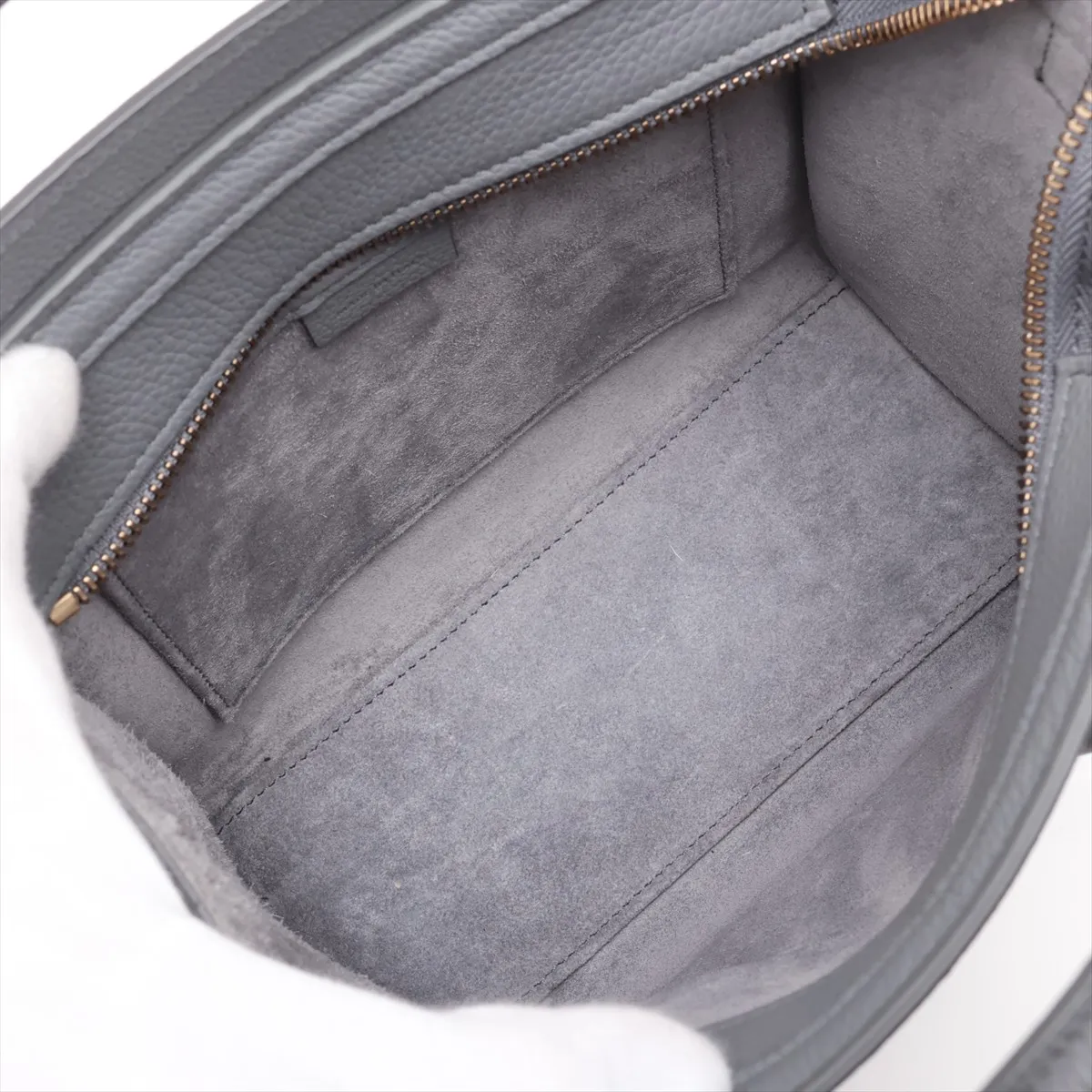Luggage Nano Shopper Leather 2-Way Handbag, Gray — view 8