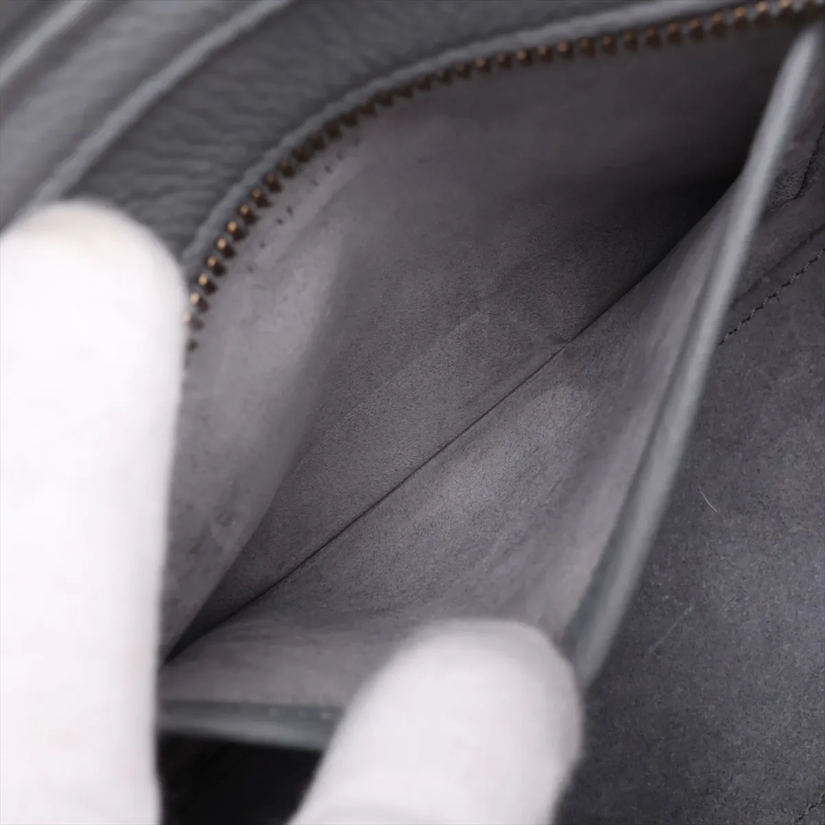 Luggage Nano Shopper Leather 2-Way Handbag, Gray — view 9