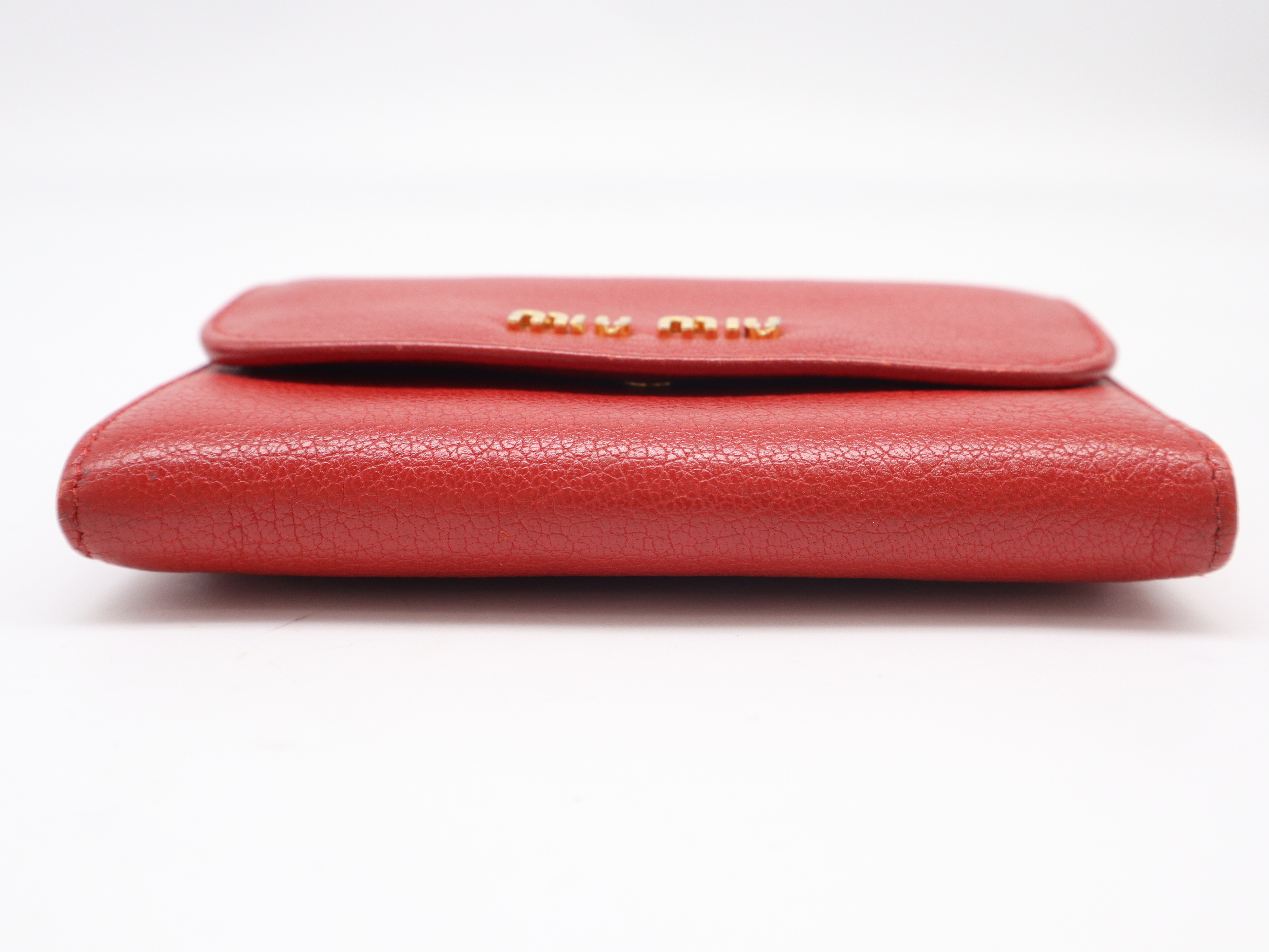 Leather Tri-fold Wallet, Red — view 3