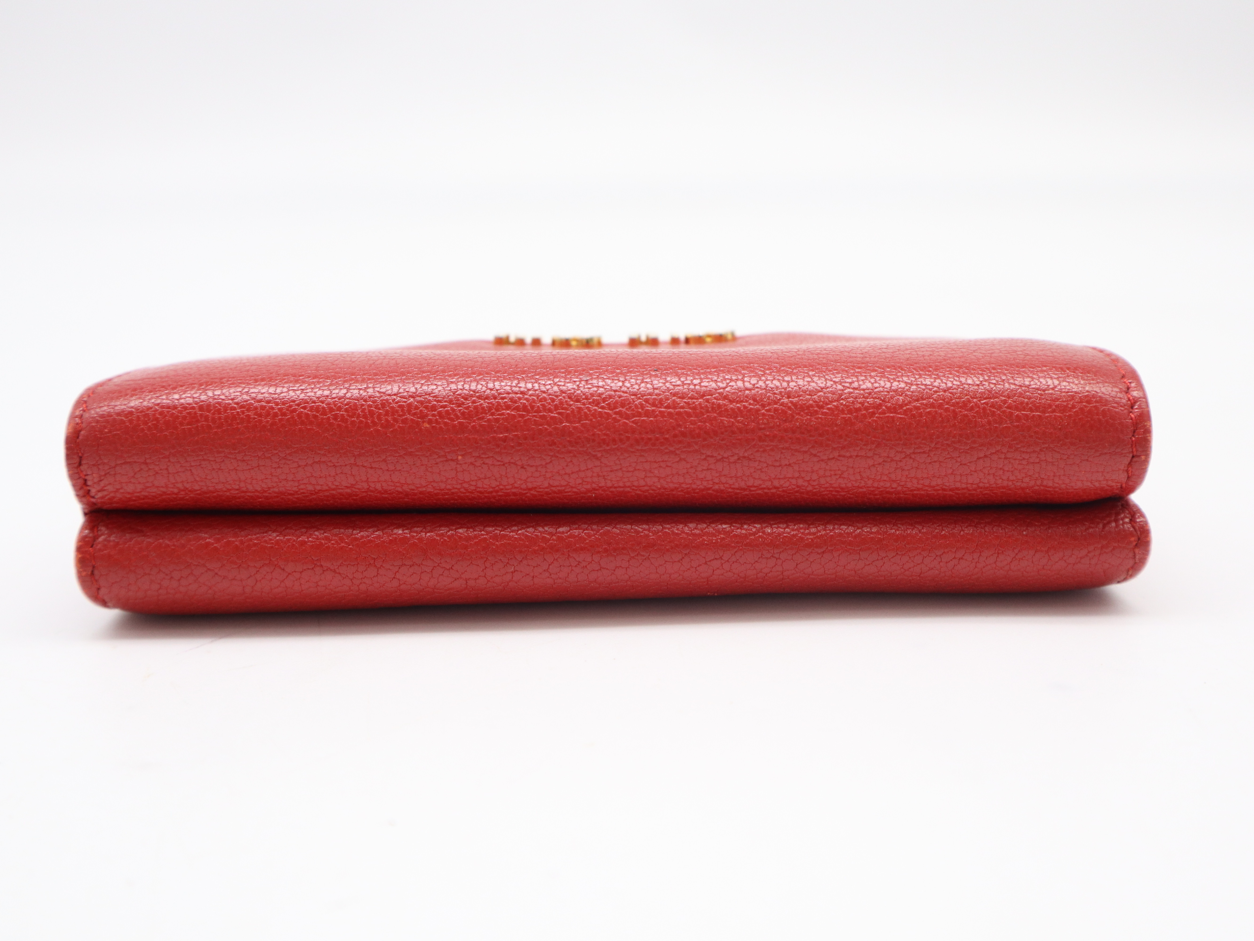 Leather Tri-fold Wallet, Red — view 4