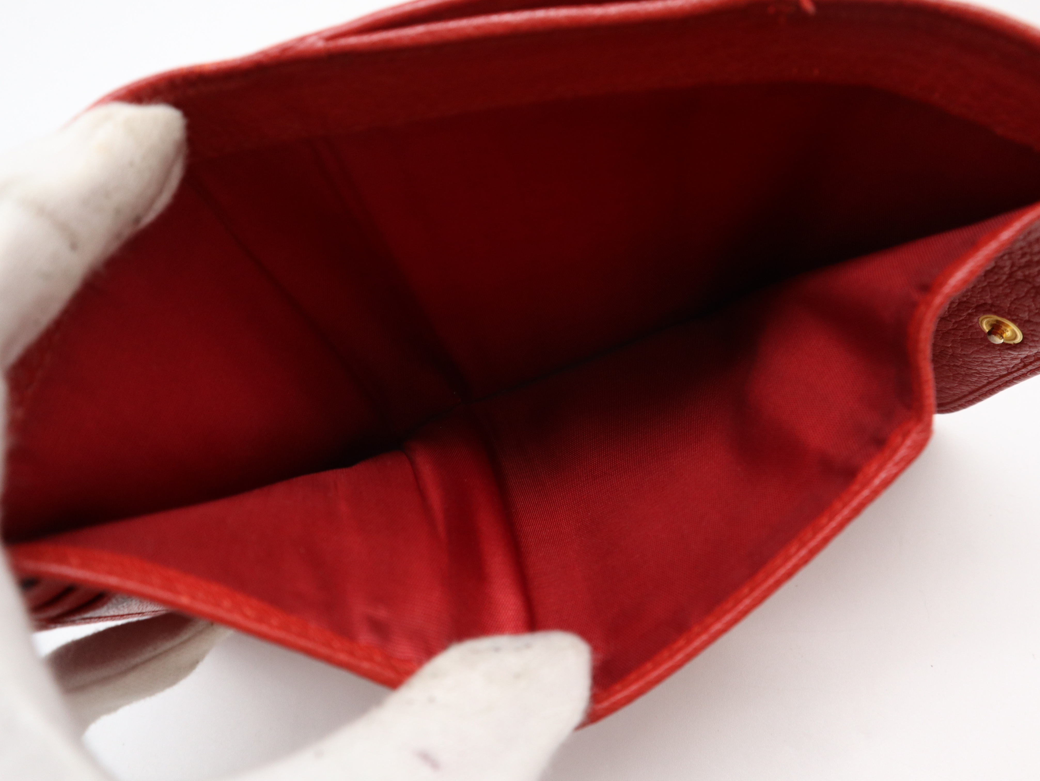 Leather Tri-fold Wallet, Red — view 9
