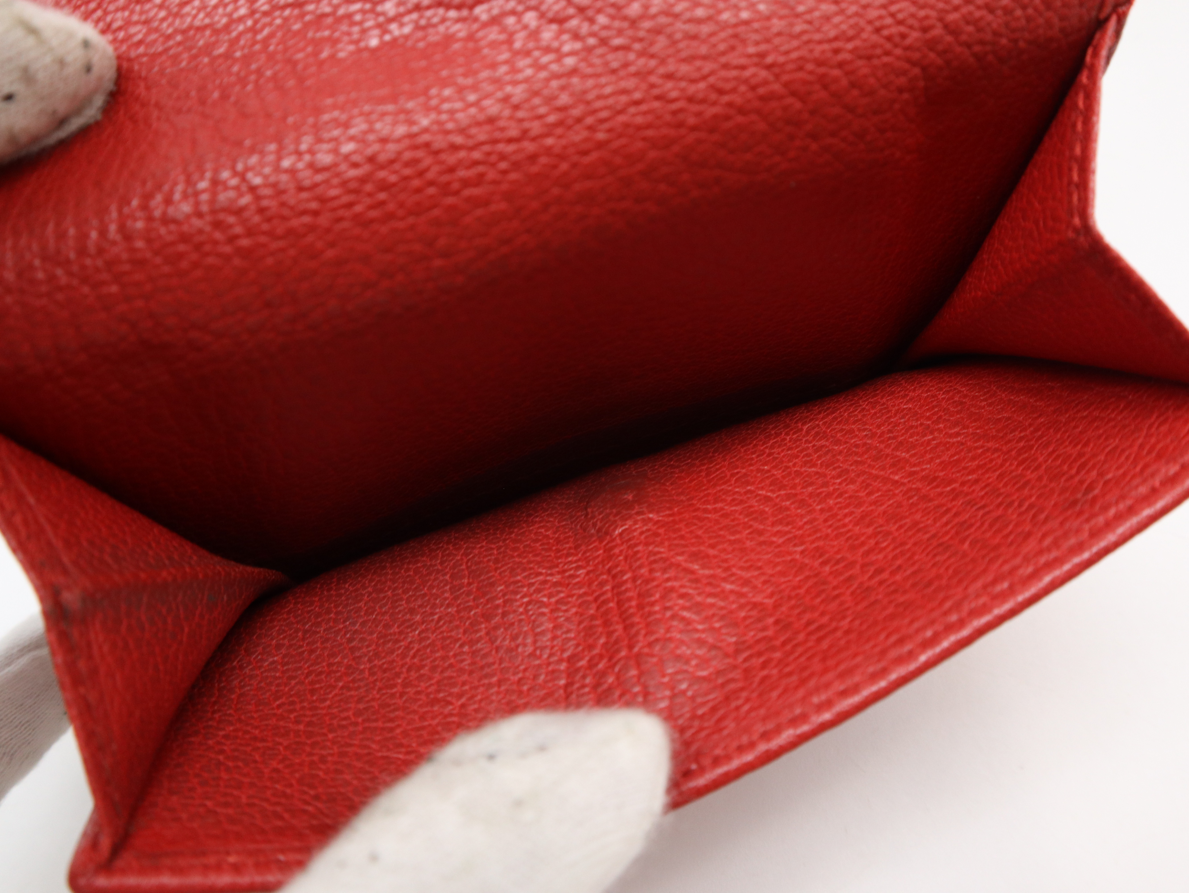 Leather Tri-fold Wallet, Red — view 10