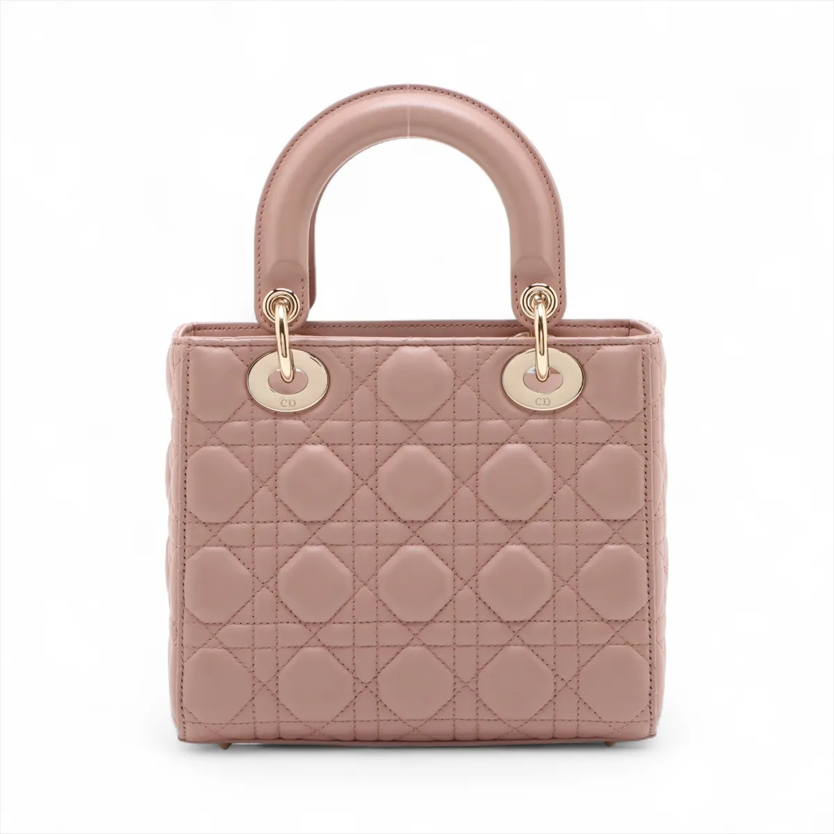 Cannage Lady Dior Leather Handbag Pink — view 2