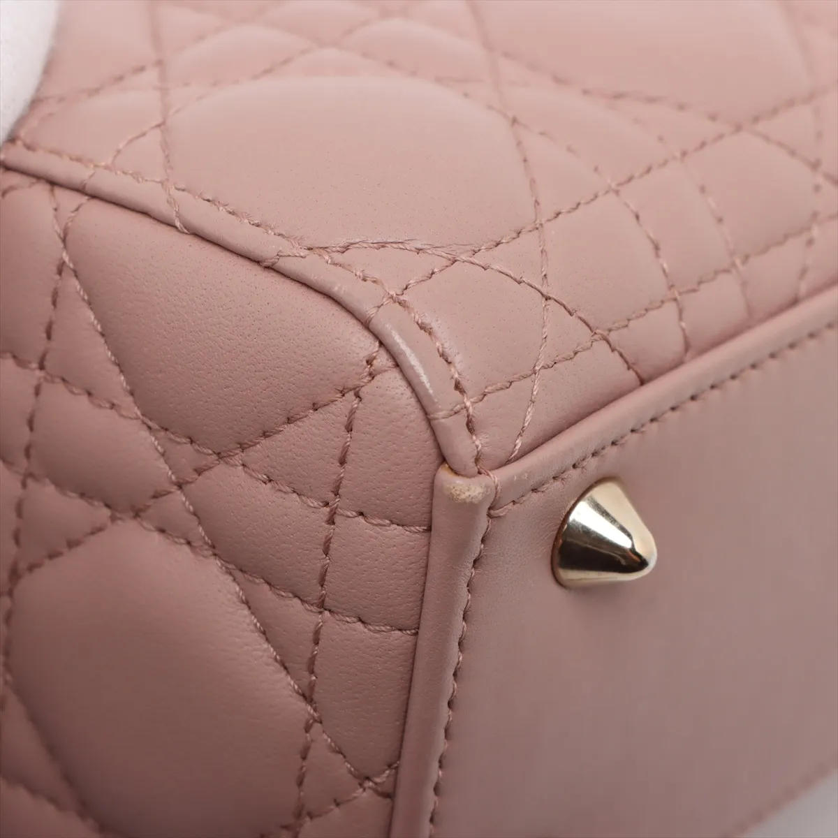 Cannage Lady Dior Leather Handbag Pink — view 11