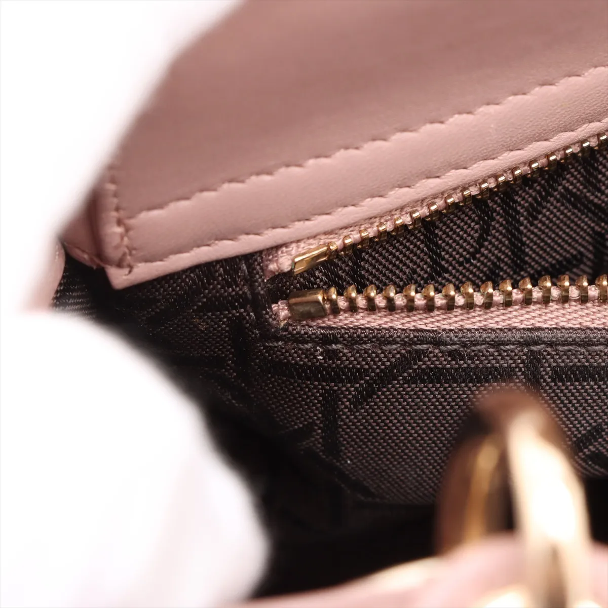 Cannage Lady Dior Leather Handbag Pink — view 14