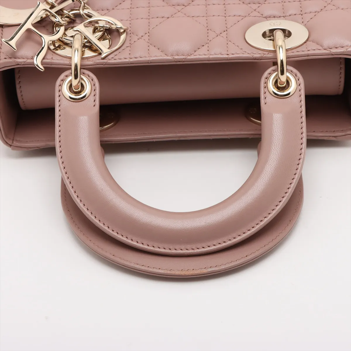 Cannage Lady Dior Leather Handbag Pink — view 5