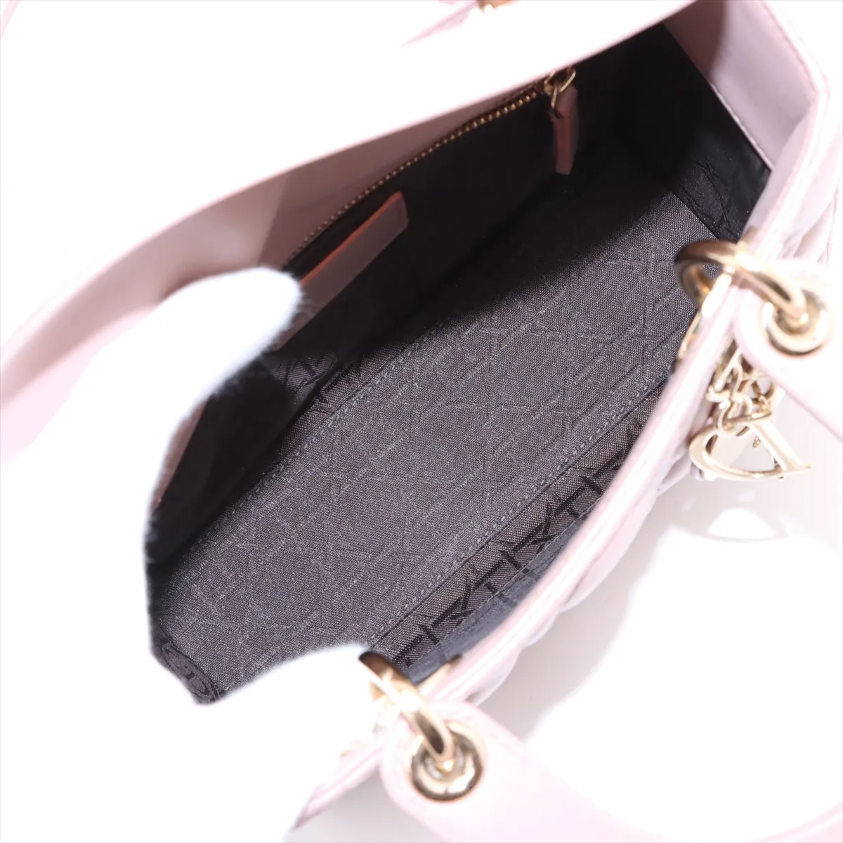 Cannage Lady Dior Leather Handbag Pink — view 7