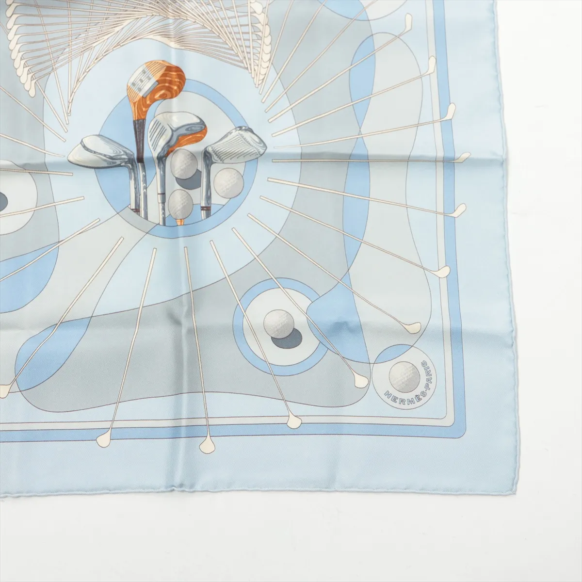 Carre 45 Swing Scarf, Silk, Light Blue, Shows signs of wear, — view 4