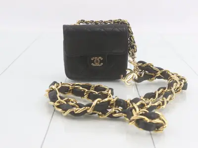 Lambskin Chain Shoulder Bag, Mini Matelassé Pouch