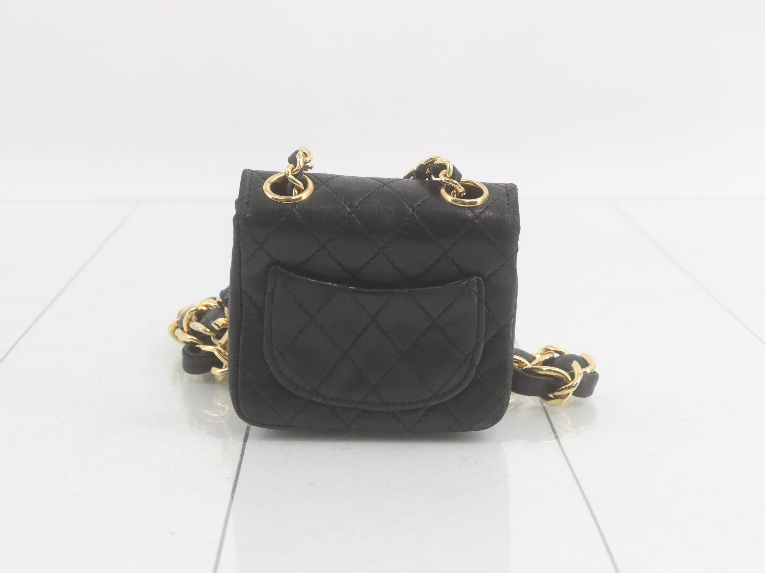 Lambskin Chain Shoulder Bag, Mini Matelassé Pouch — view 2
