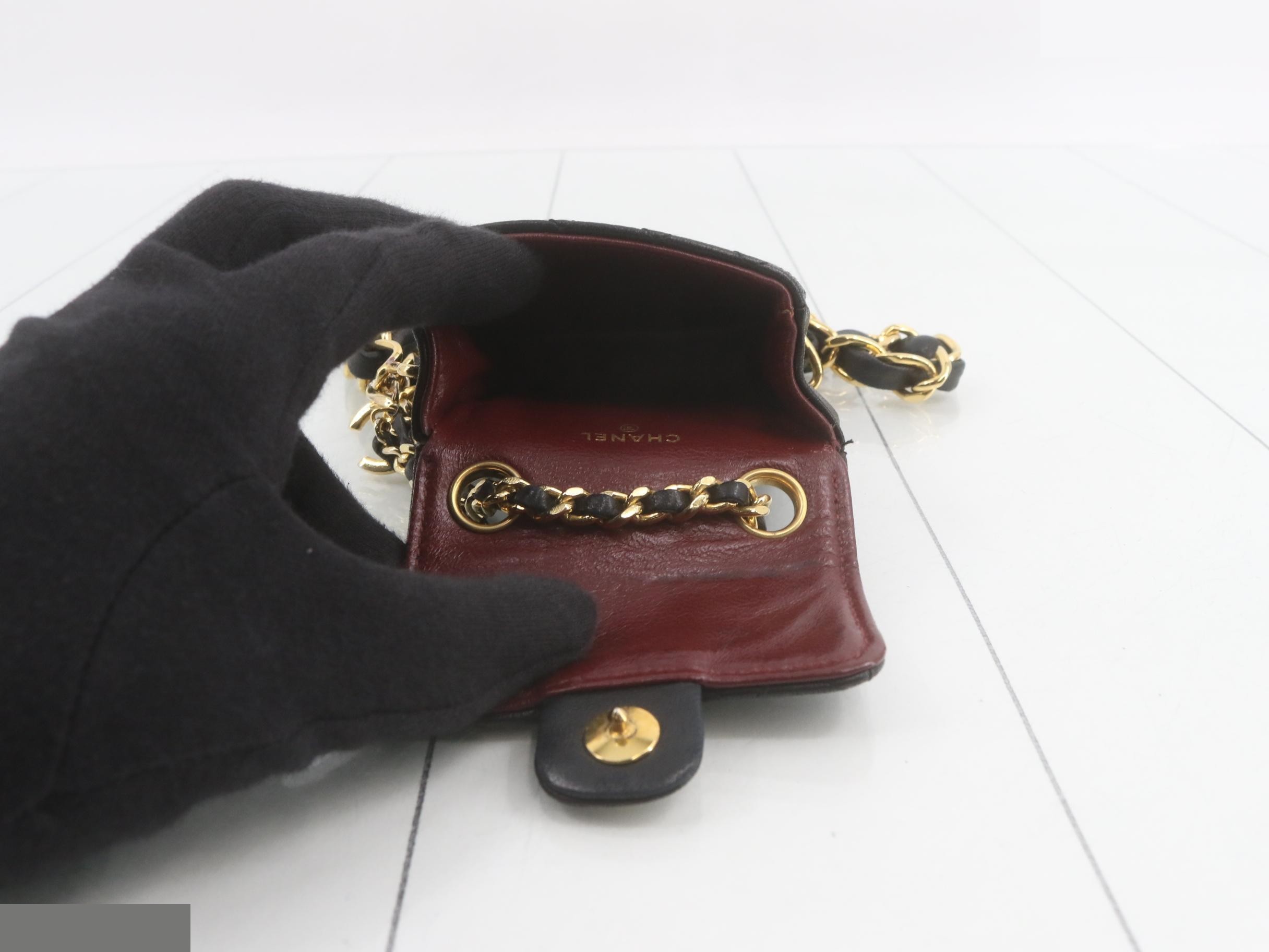 Lambskin Chain Shoulder Bag, Mini Matelassé Pouch — view 4