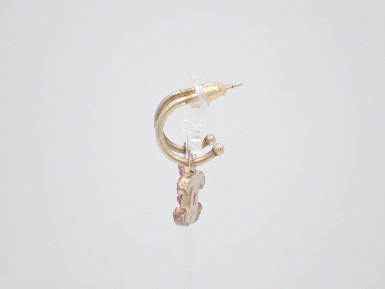 Coco Mark Pink Stone Hoop Earrings — view 3