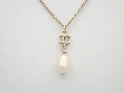 Necklace B12C Mini Coco Mark Pearl Gold Chain