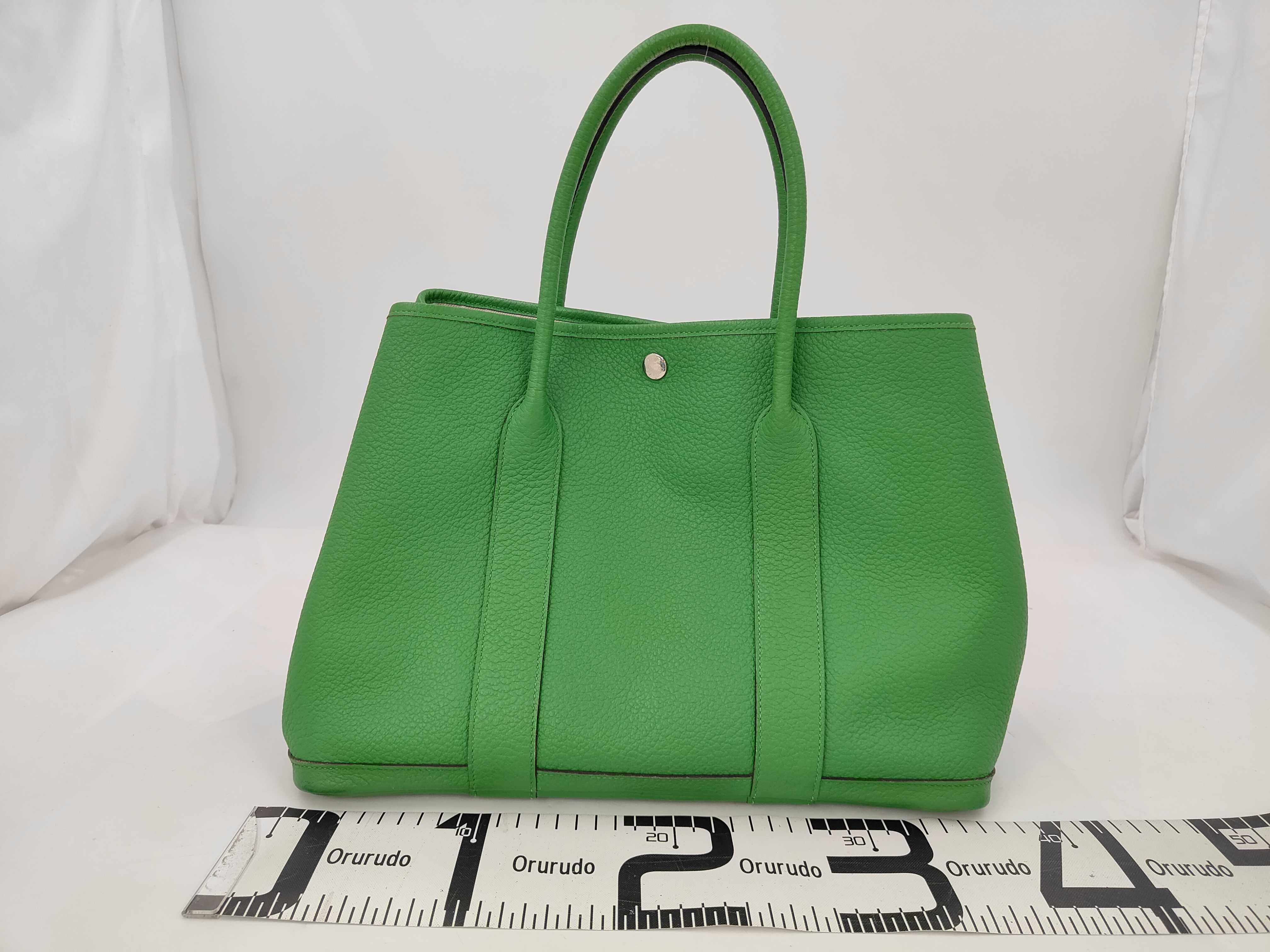 Garden Party PM Leather Tote Bag, X Stamp, Green — view 2