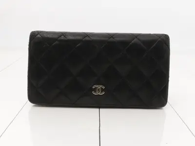 Lambskin long wallet