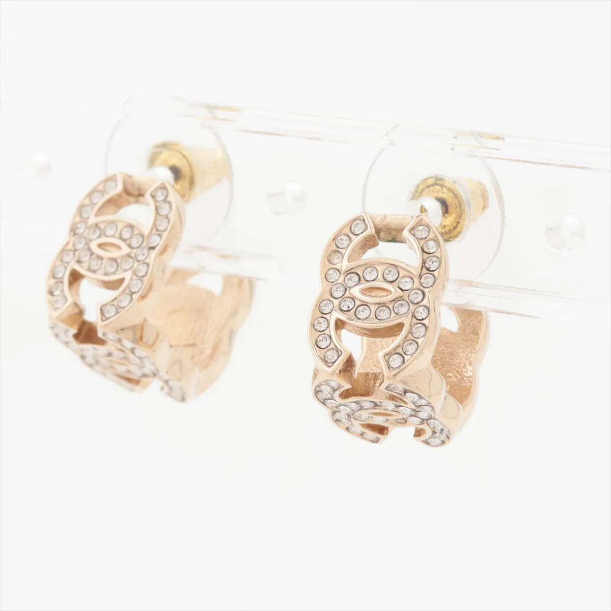 Coco Mark B23B Earrings (Pair) GP x Rhinestone Gold.