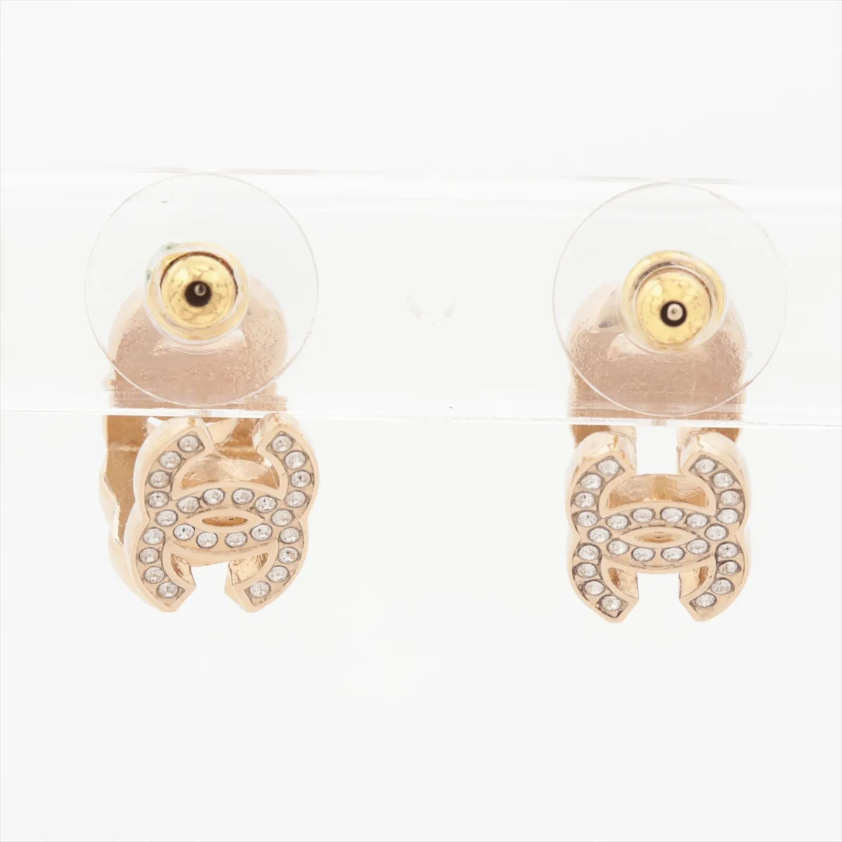 Coco Mark B23B Earrings (Pair) GP x Rhinestone Gold. — view 3