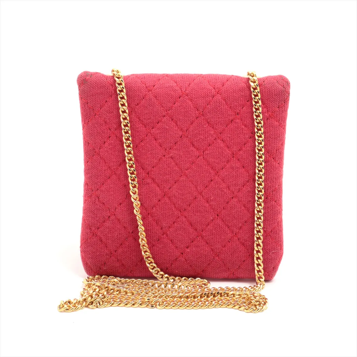 Matelasse Cotton Waist Pouch Pink Gold Hardware — view 2