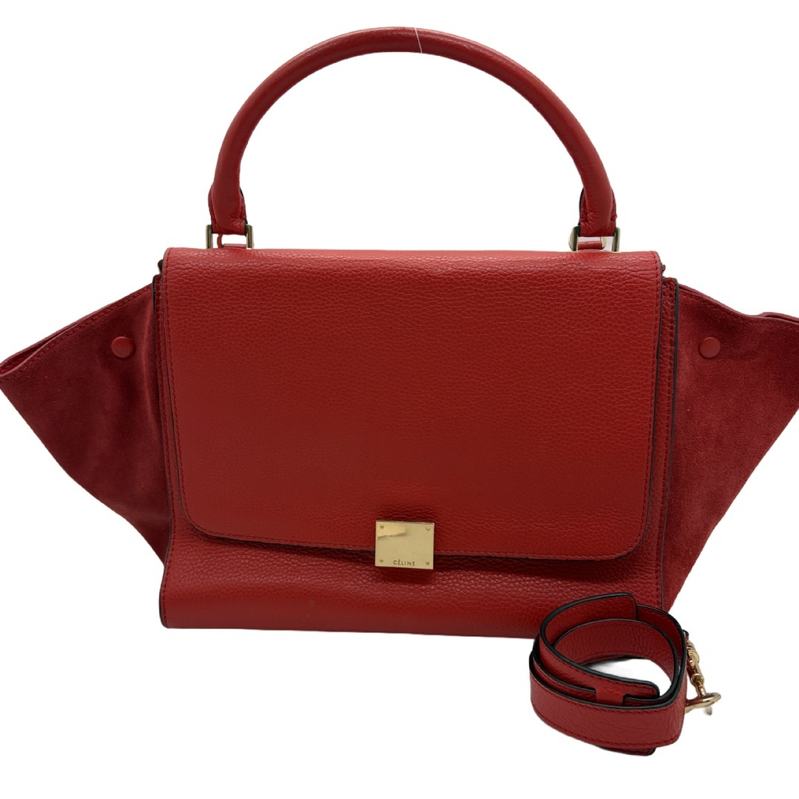 Trapeze 2-Way Handbag/Shoulder Bag, Red