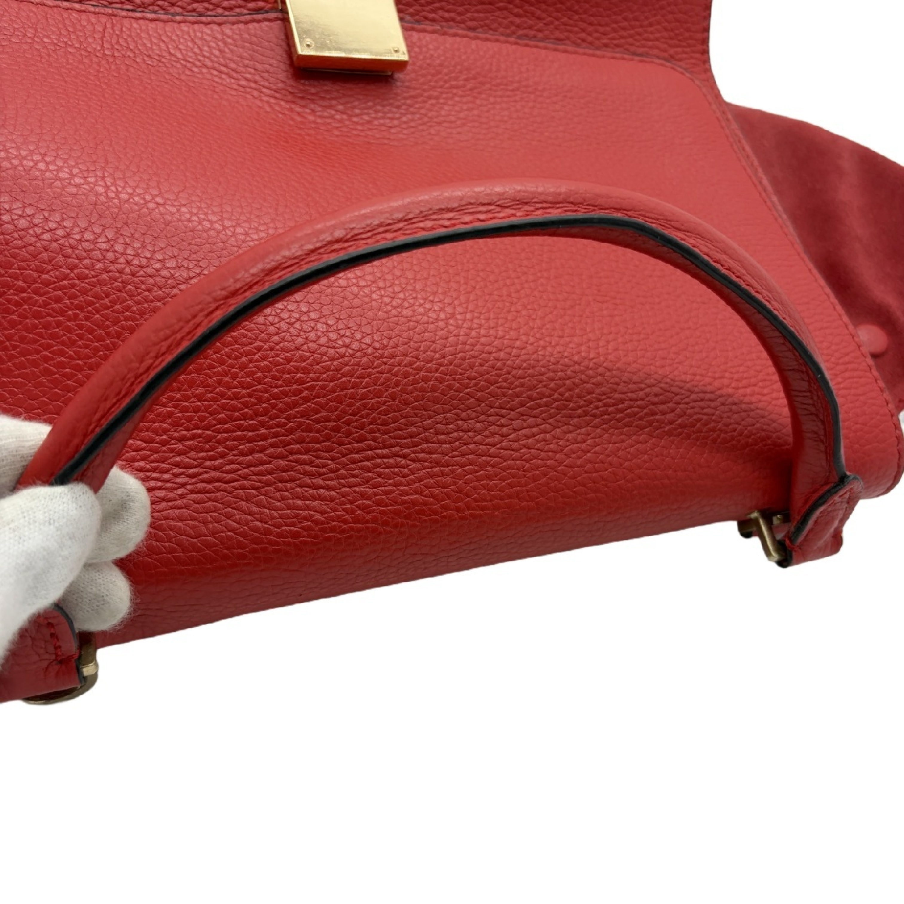 Trapeze 2-Way Handbag/Shoulder Bag, Red — view 8