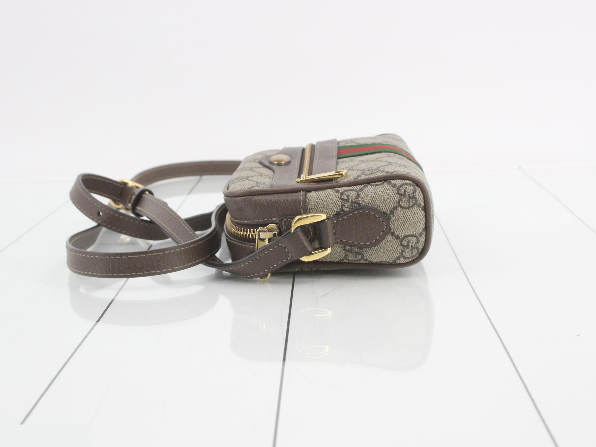 GG Supreme Ophidia Small Camera Bag, Sherry Brown, W17 — view 4