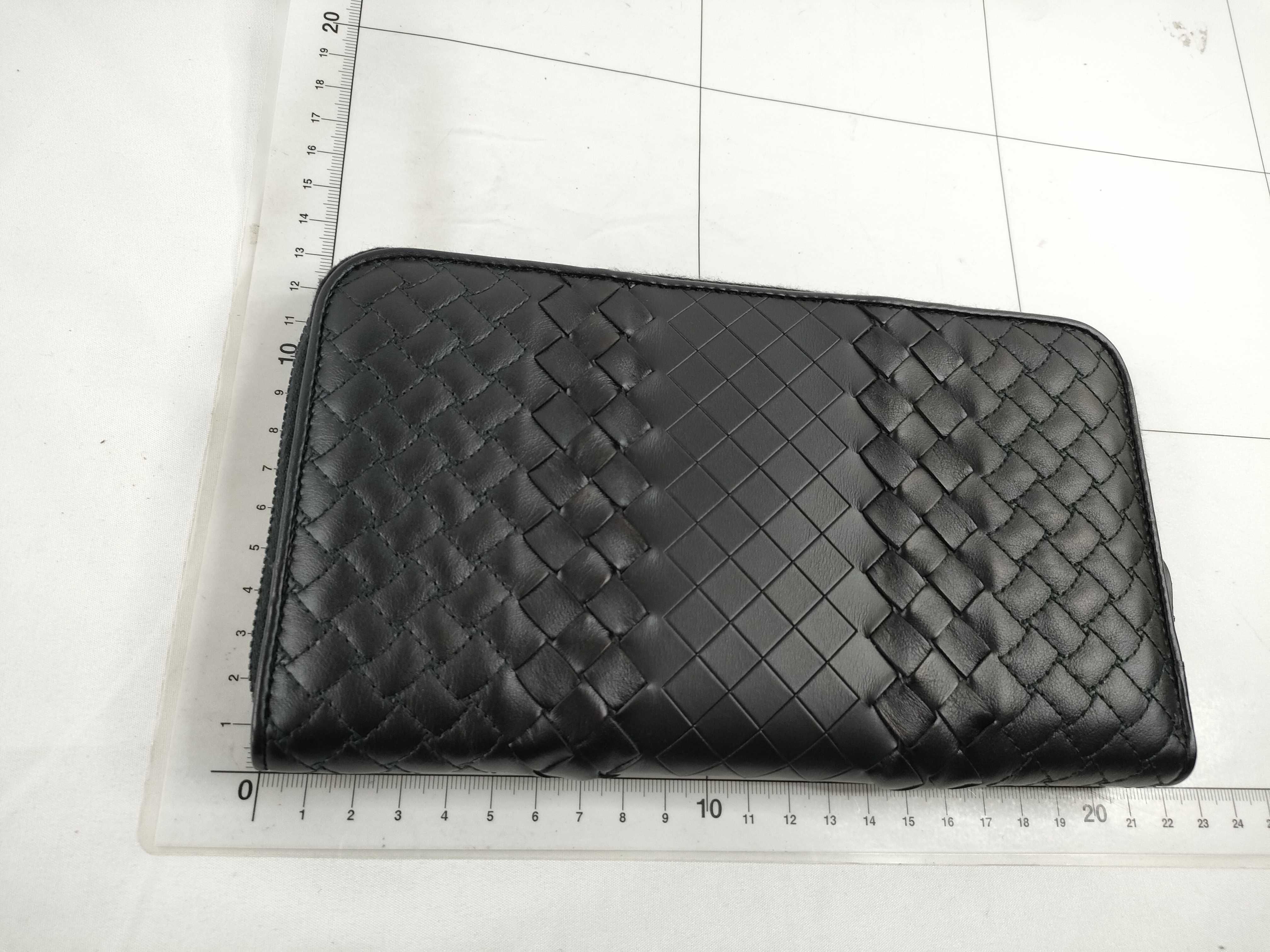 BV Black Braided Calfskin Long Wallet with Zipper Wallet — view 2