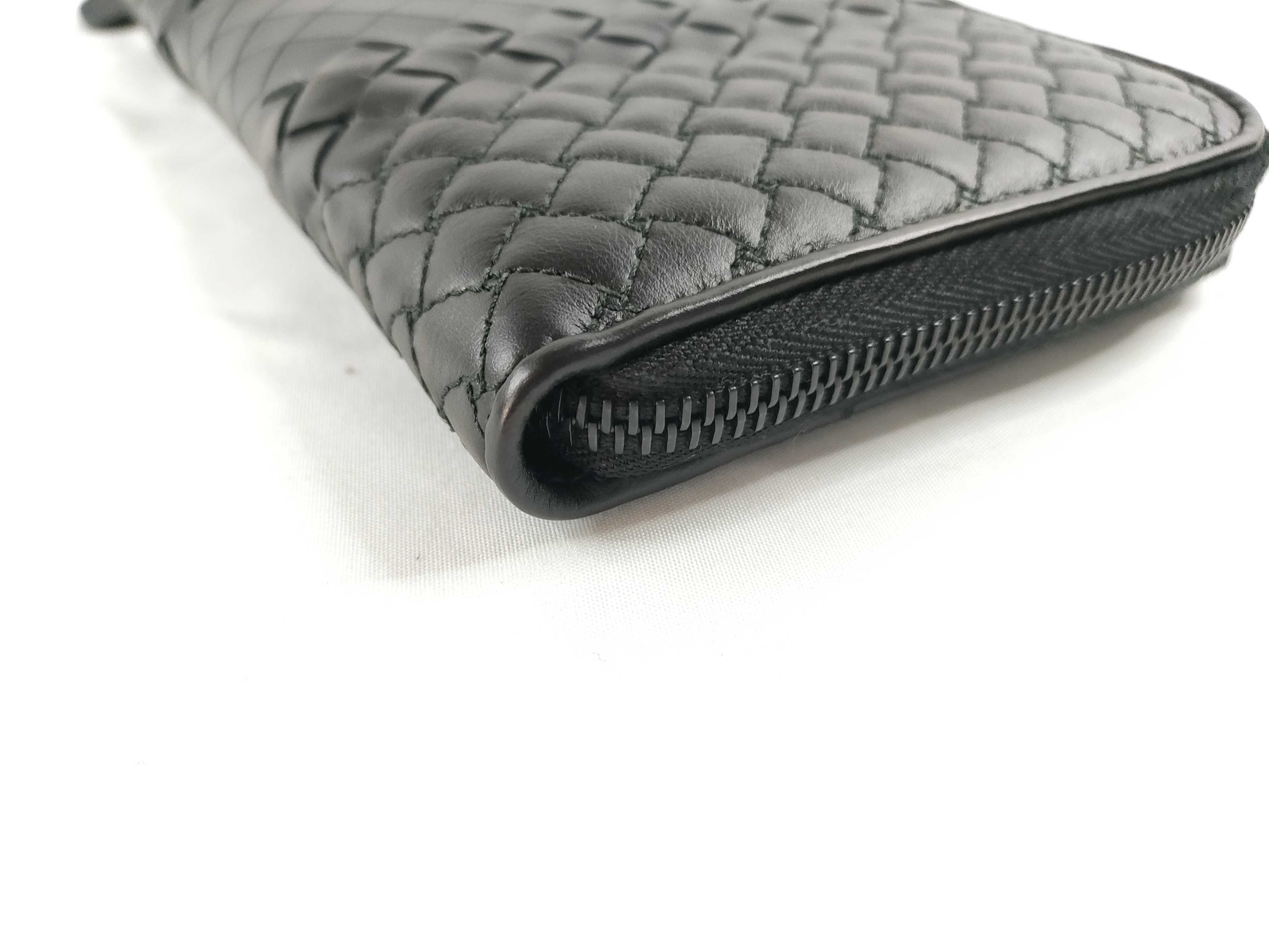 BV Black Braided Calfskin Long Wallet with Zipper Wallet — view 3
