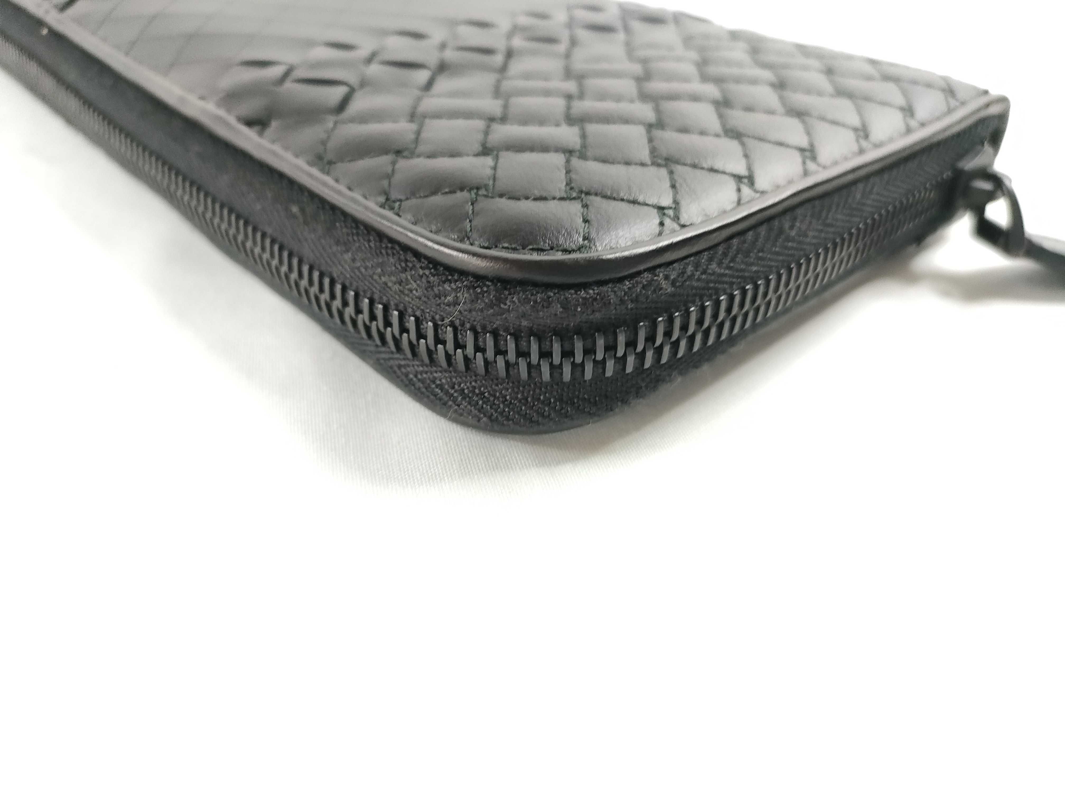 BV Black Braided Calfskin Long Wallet with Zipper Wallet — view 4