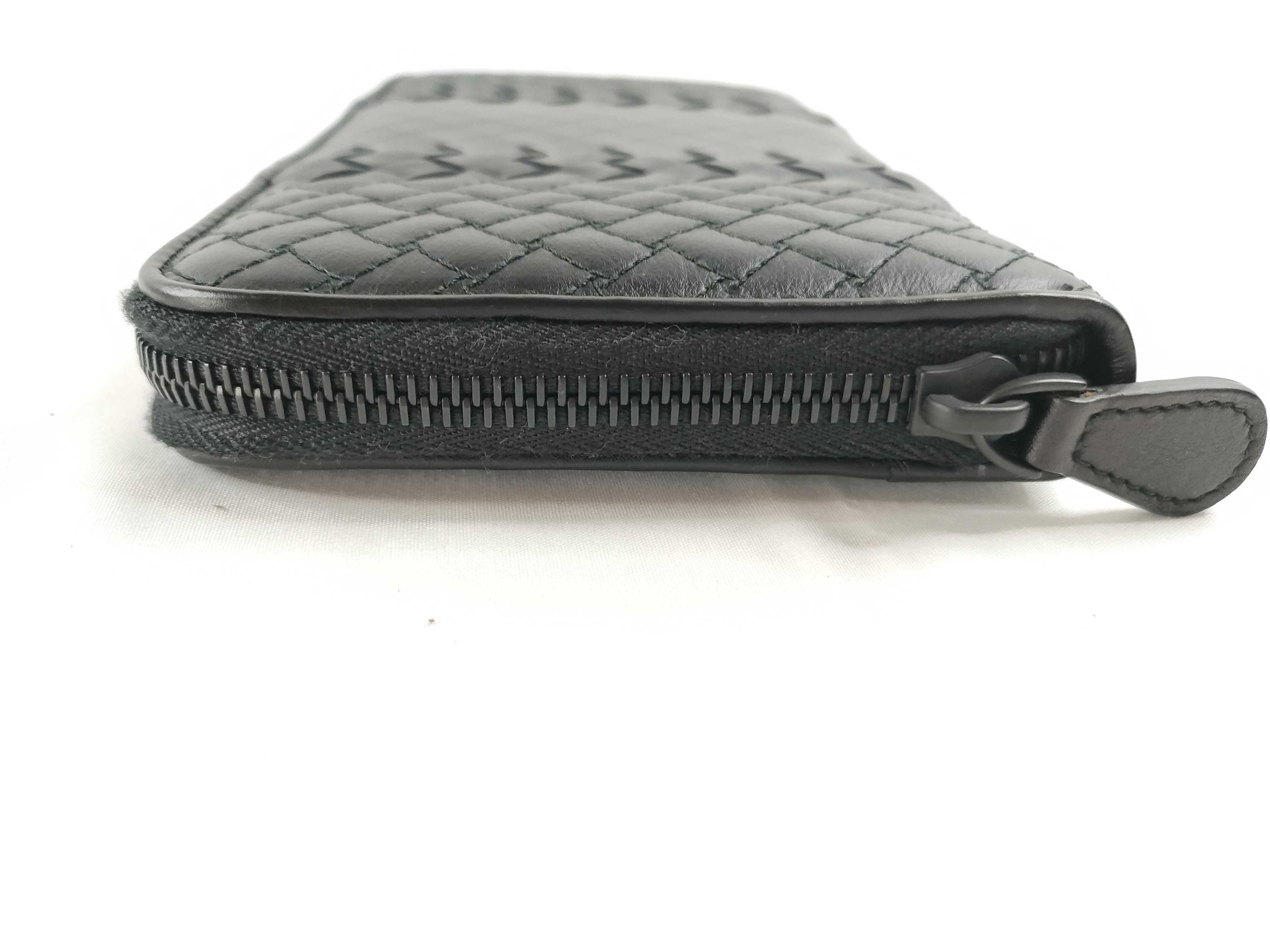 BV Black Braided Calfskin Long Wallet with Zipper Wallet — view 5