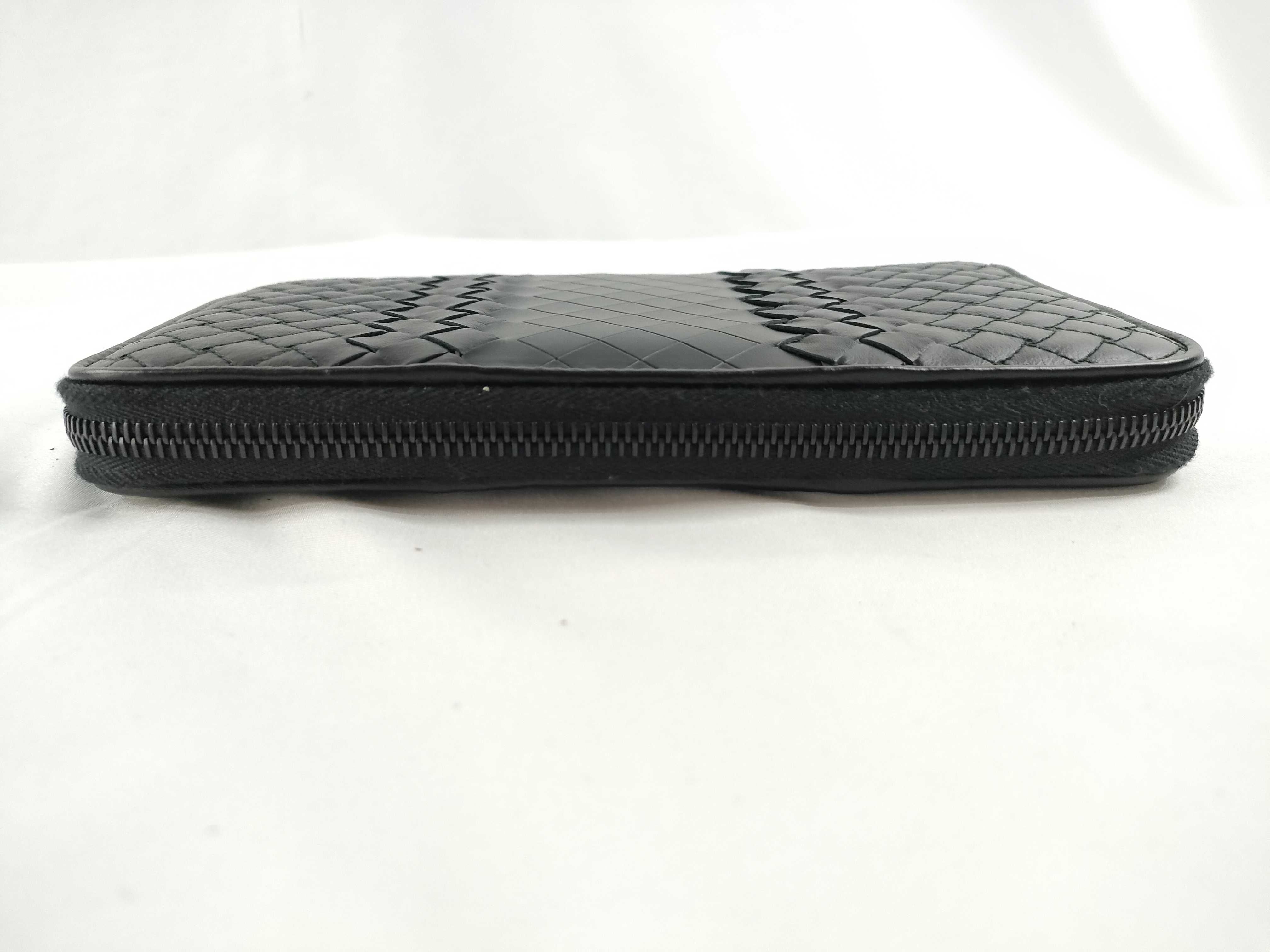 BV Black Braided Calfskin Long Wallet with Zipper Wallet — view 6