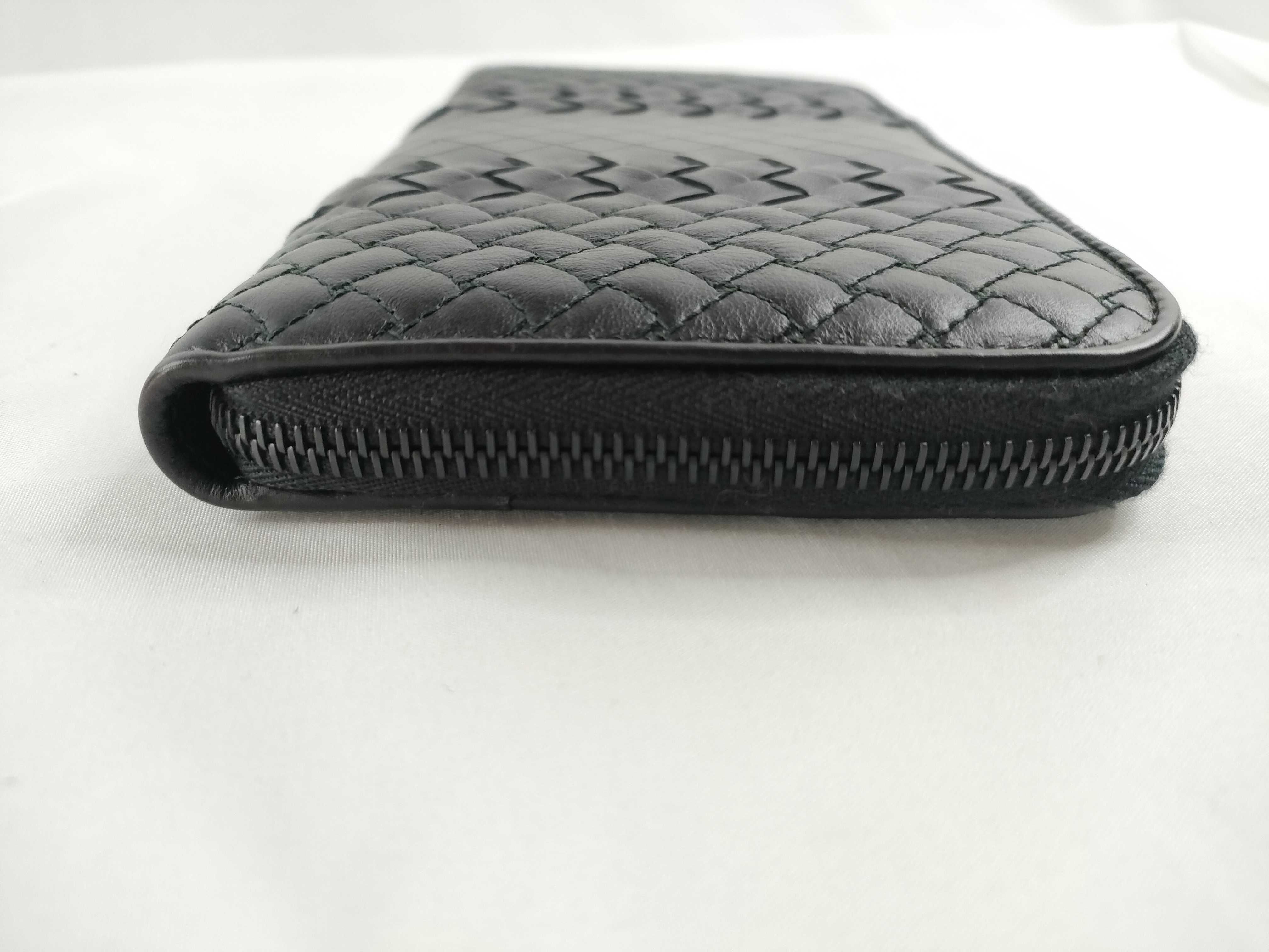 BV Black Braided Calfskin Long Wallet with Zipper Wallet — view 7