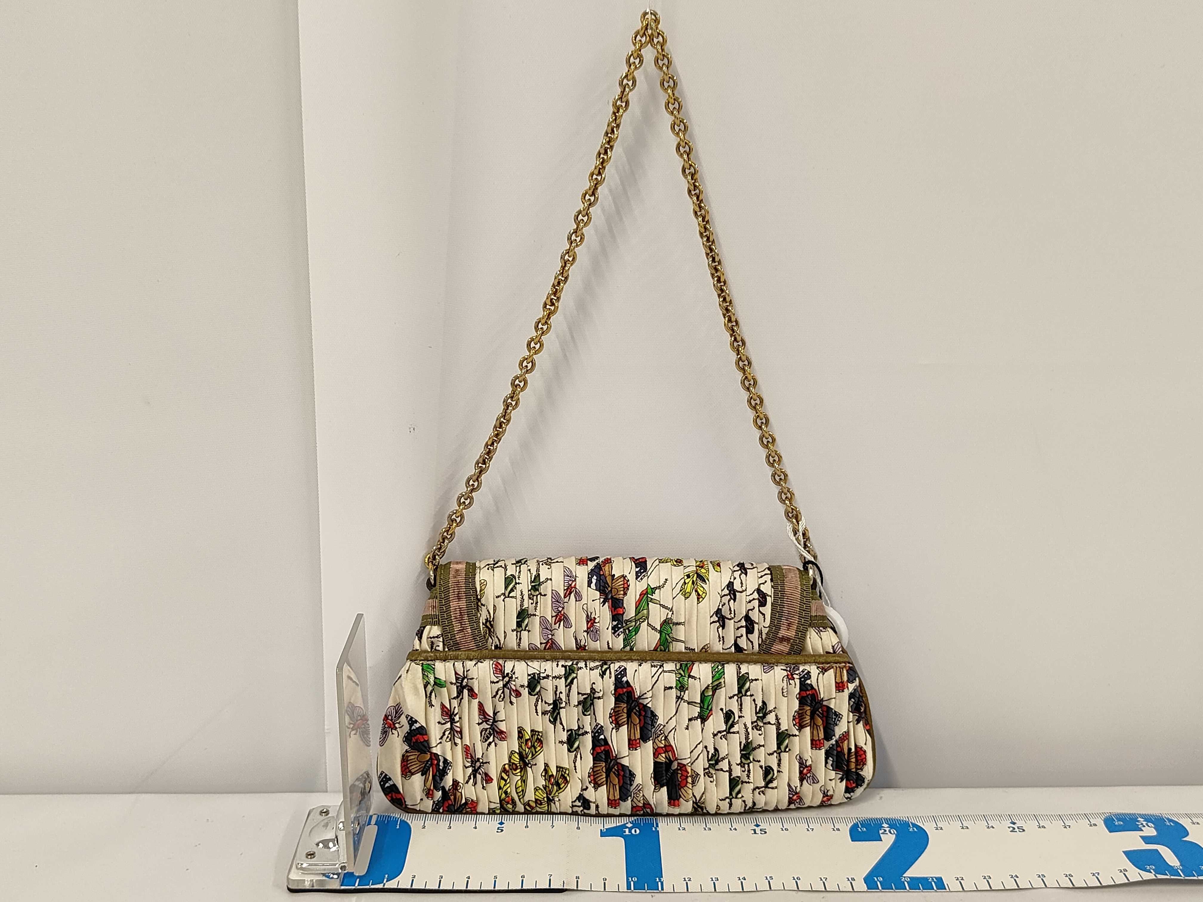 Chain Pleated Handbag, Sherry Line Ribbon Bee Shoulder Bag — view 2