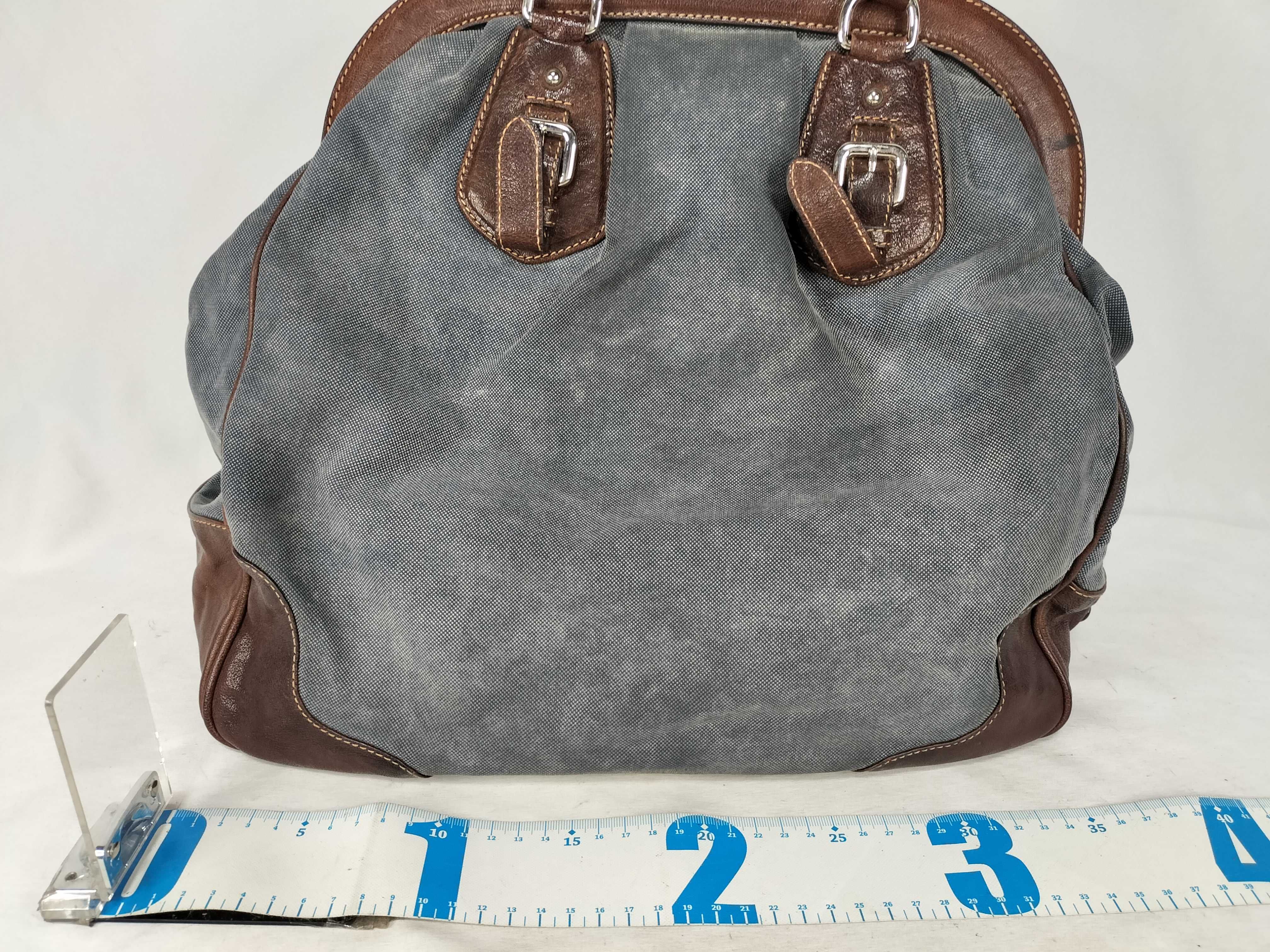 Brown and Blue Denim Handbag — view 2