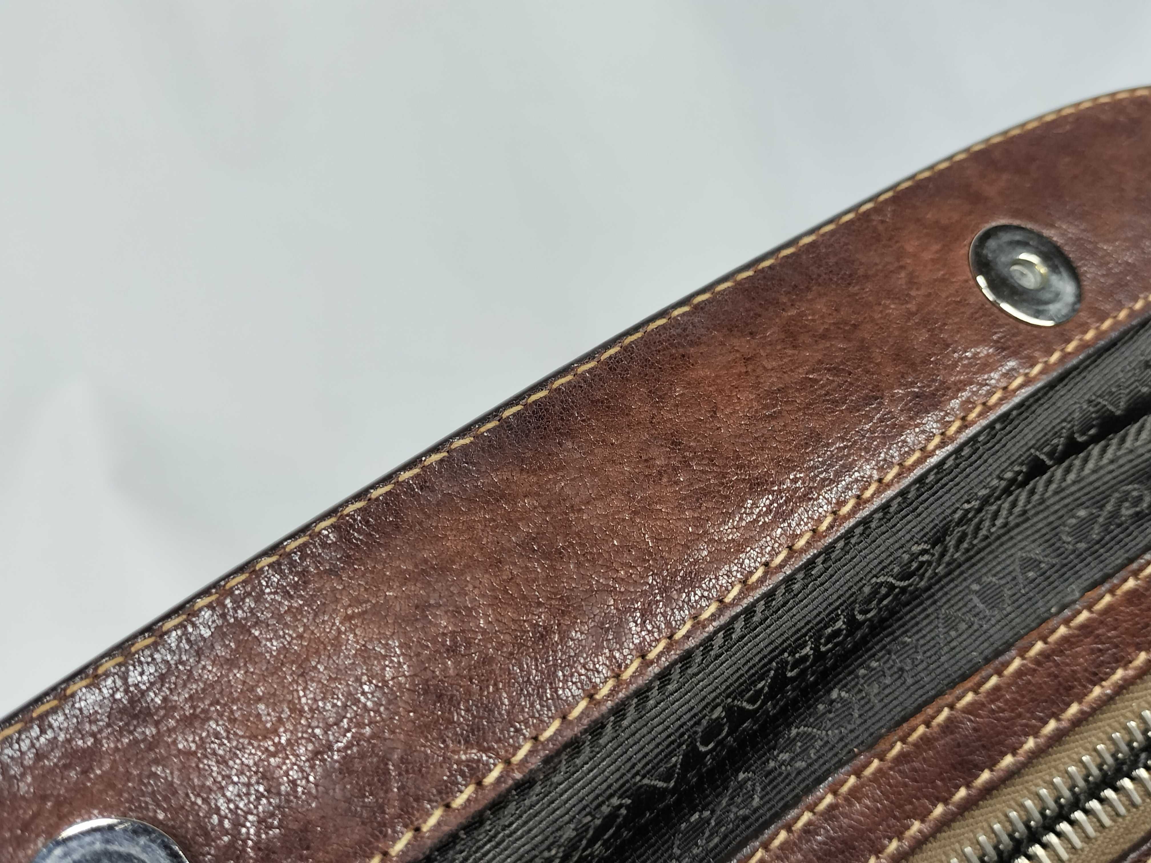 Brown and Blue Denim Handbag — view 13
