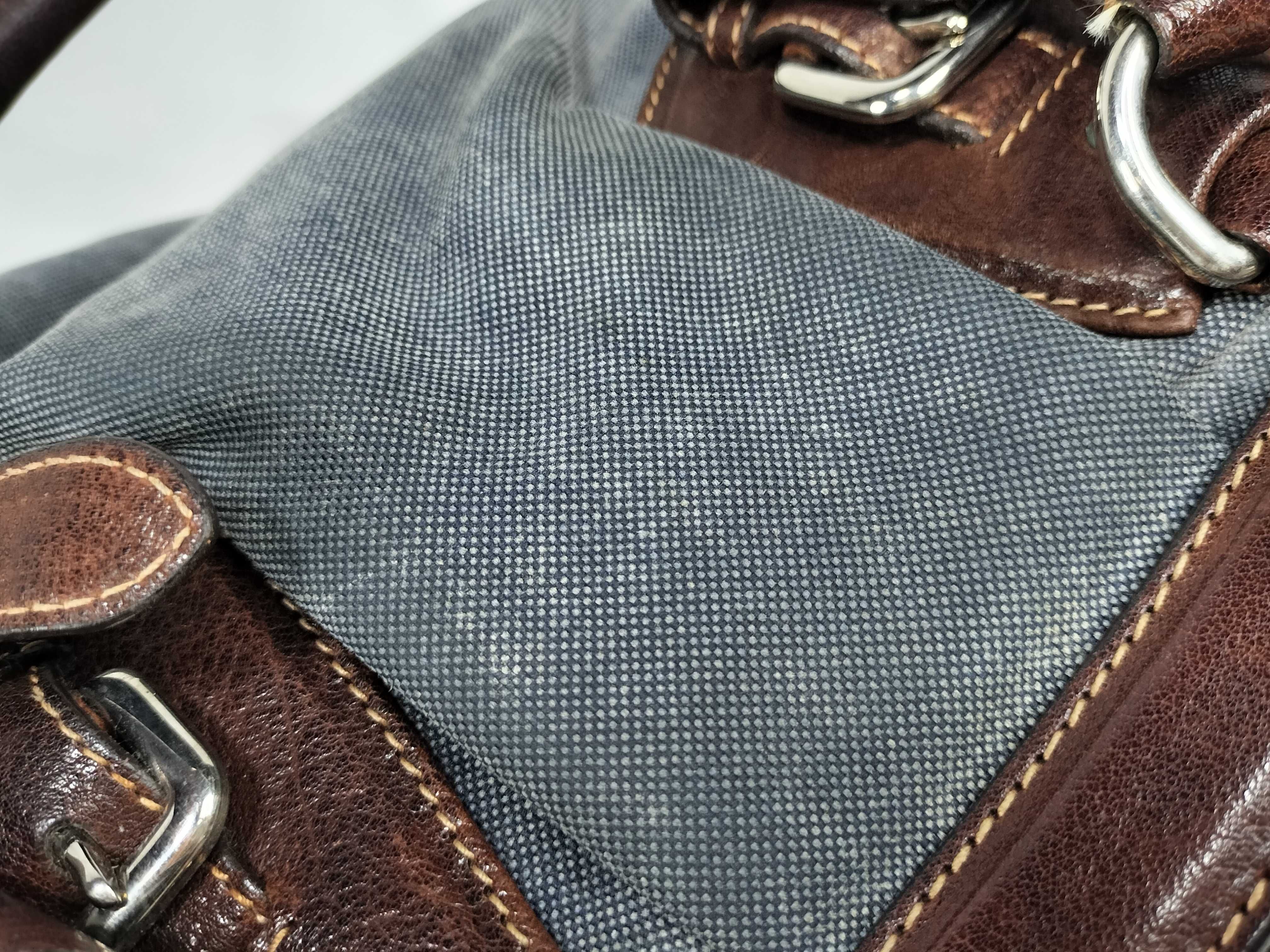 Brown and Blue Denim Handbag — view 14