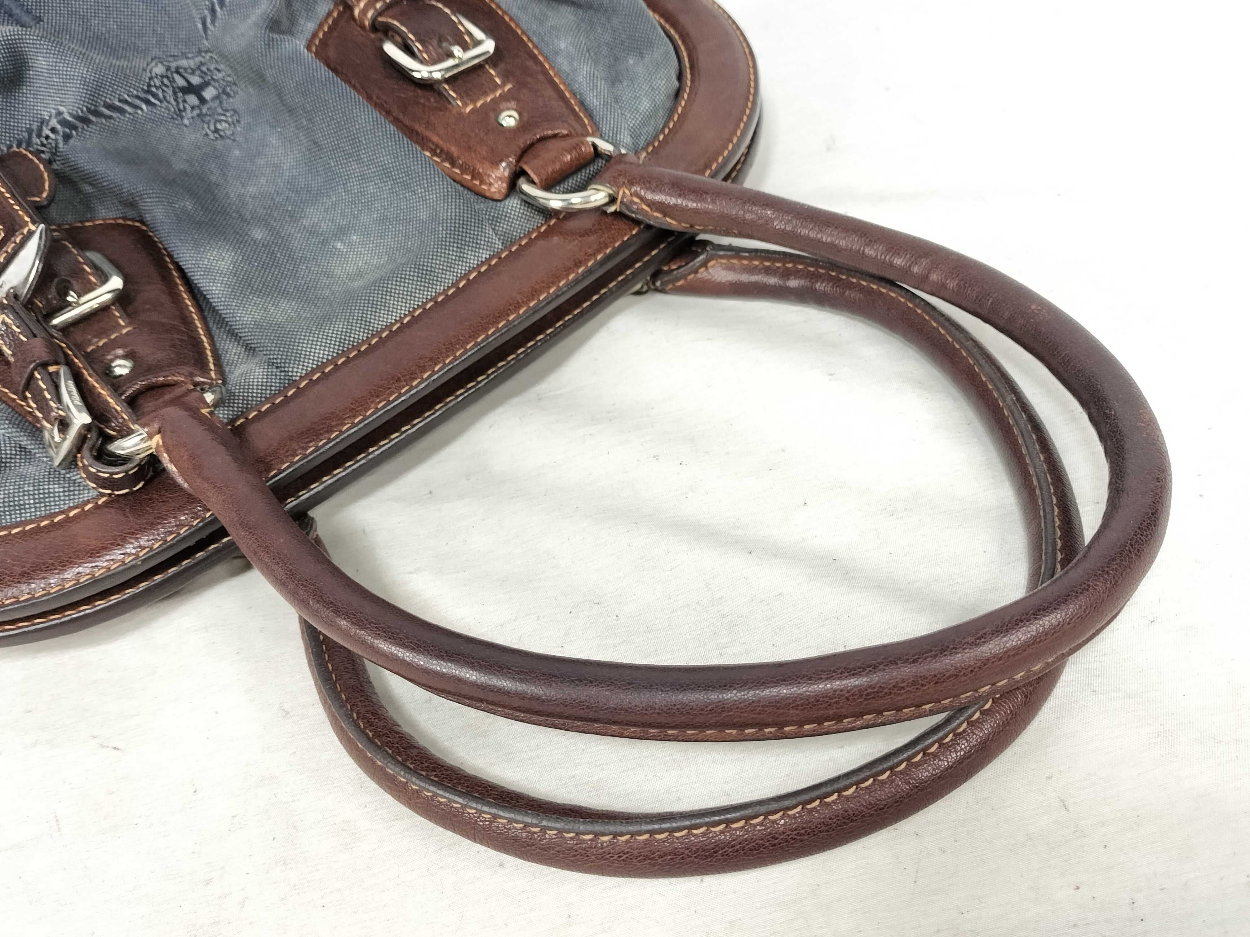 Brown and Blue Denim Handbag — view 3