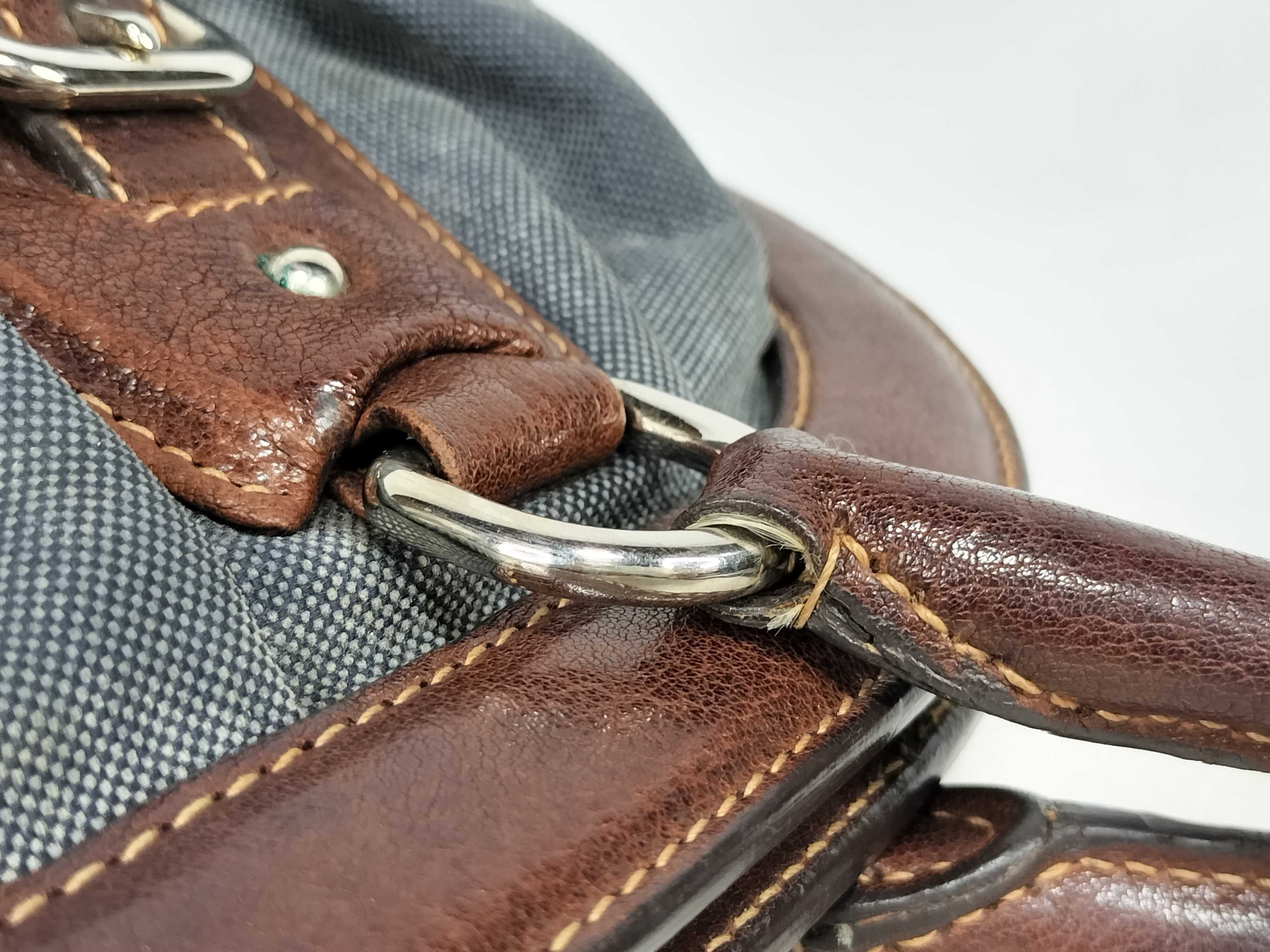 Brown and Blue Denim Handbag — view 5