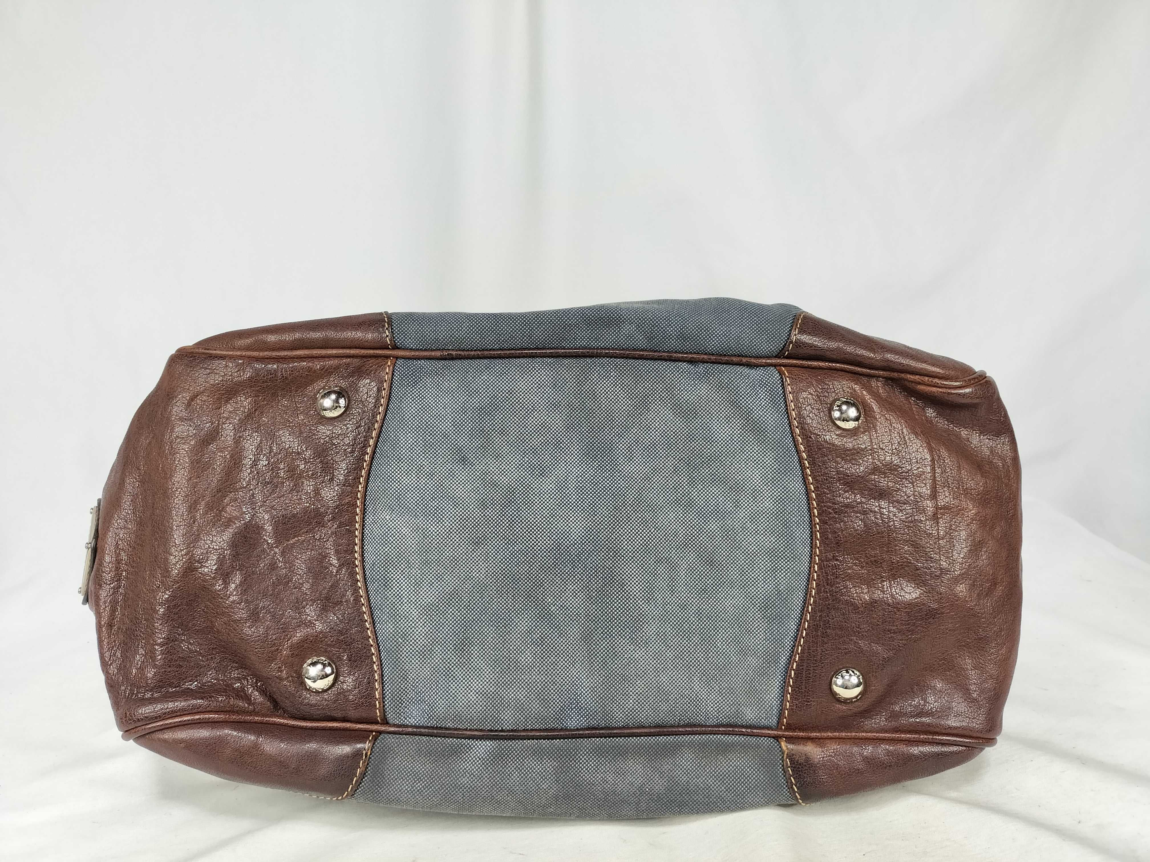 Brown and Blue Denim Handbag — view 7